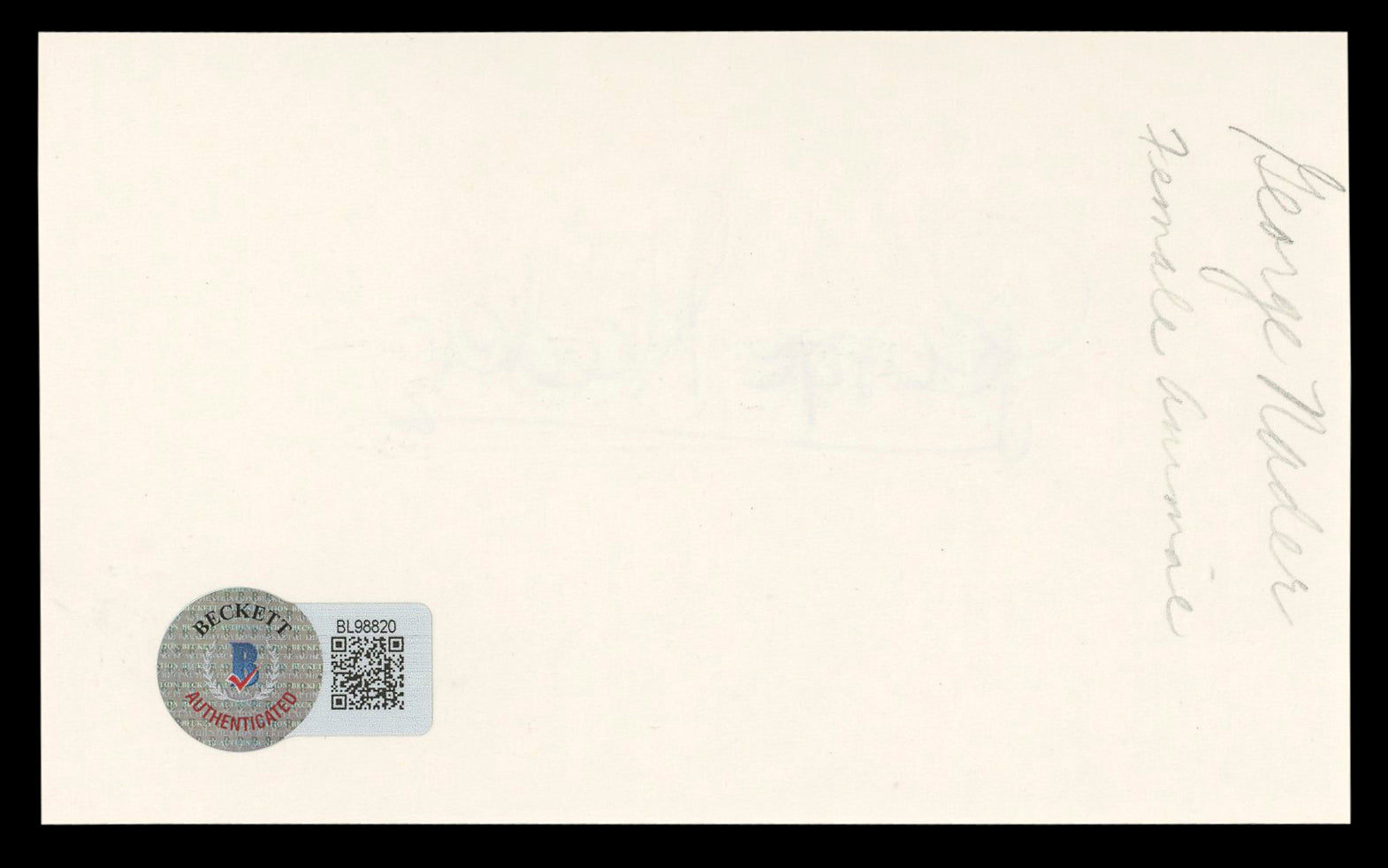 George Nader The Female Animal Authentic Signed 3x5 Index Card BAS #BL98820
