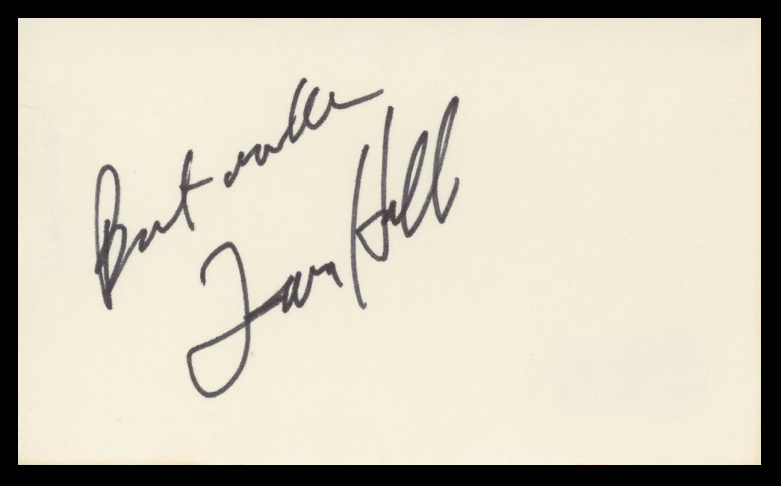 Fawn Hall "Best Wishes" Authentic Signed 3x5 Index Card Autographed BAS #BV59026