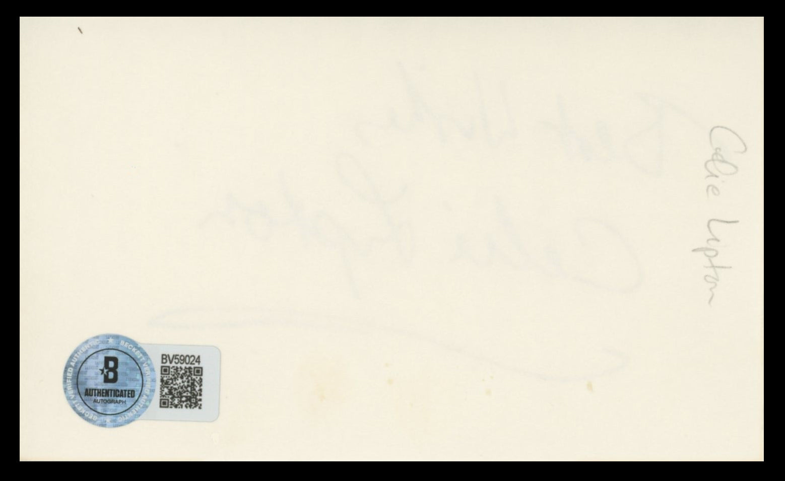 Celia Lipton This Was a Woman "Best Wishes" Signed 3x5 Index Card BAS #BV59024