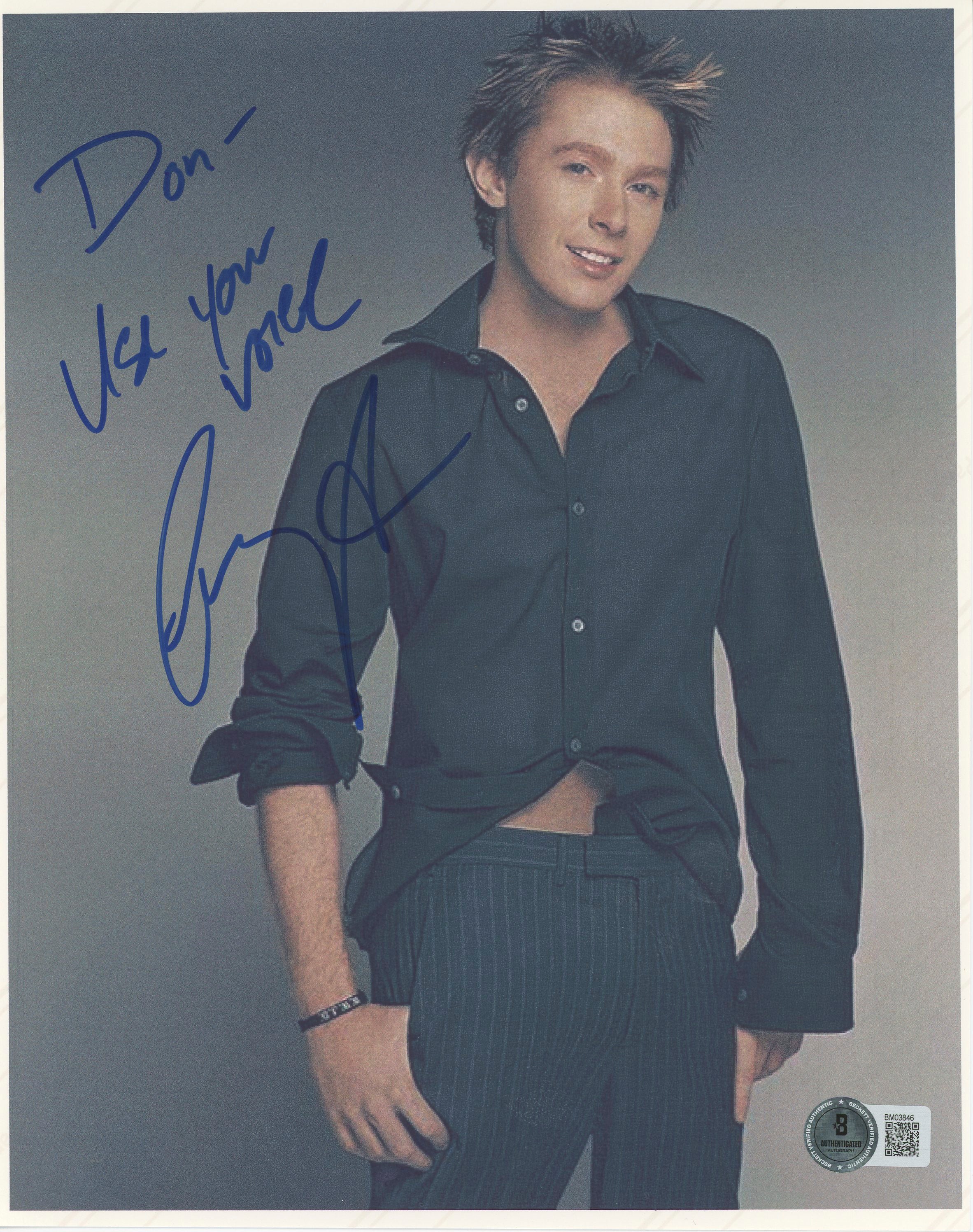 Clay Aiken American Idol Use Your Voice Authentic Signed 8x10 Photo BAS #BM03846