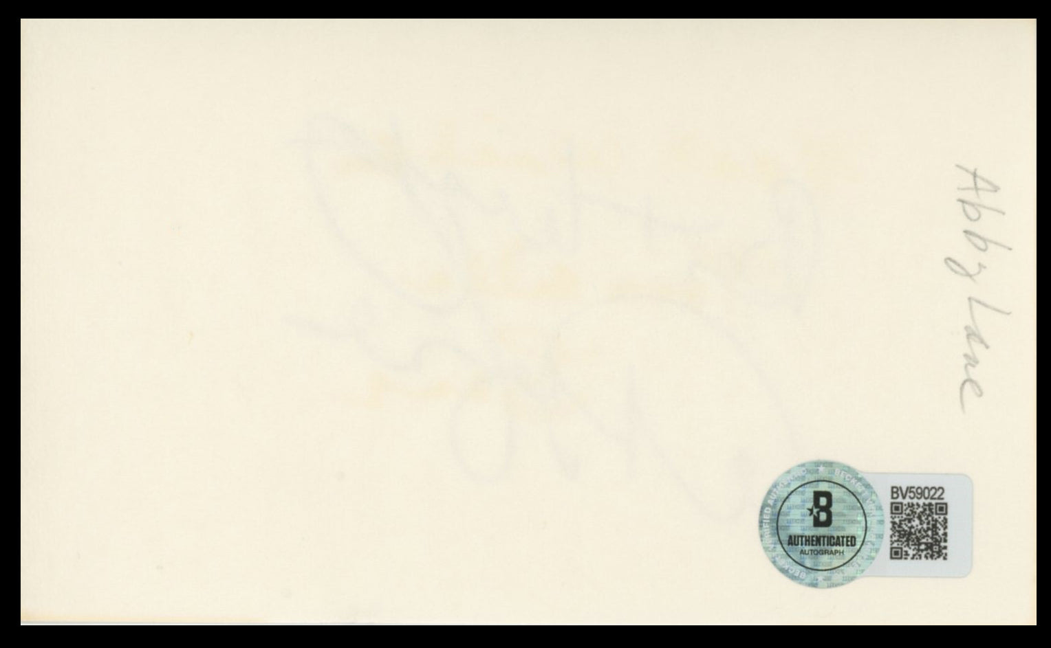 Abbe Lane The Ed Sullivan Show "Best Wishes" Signed 3x5 Index Card BAS #BV59022