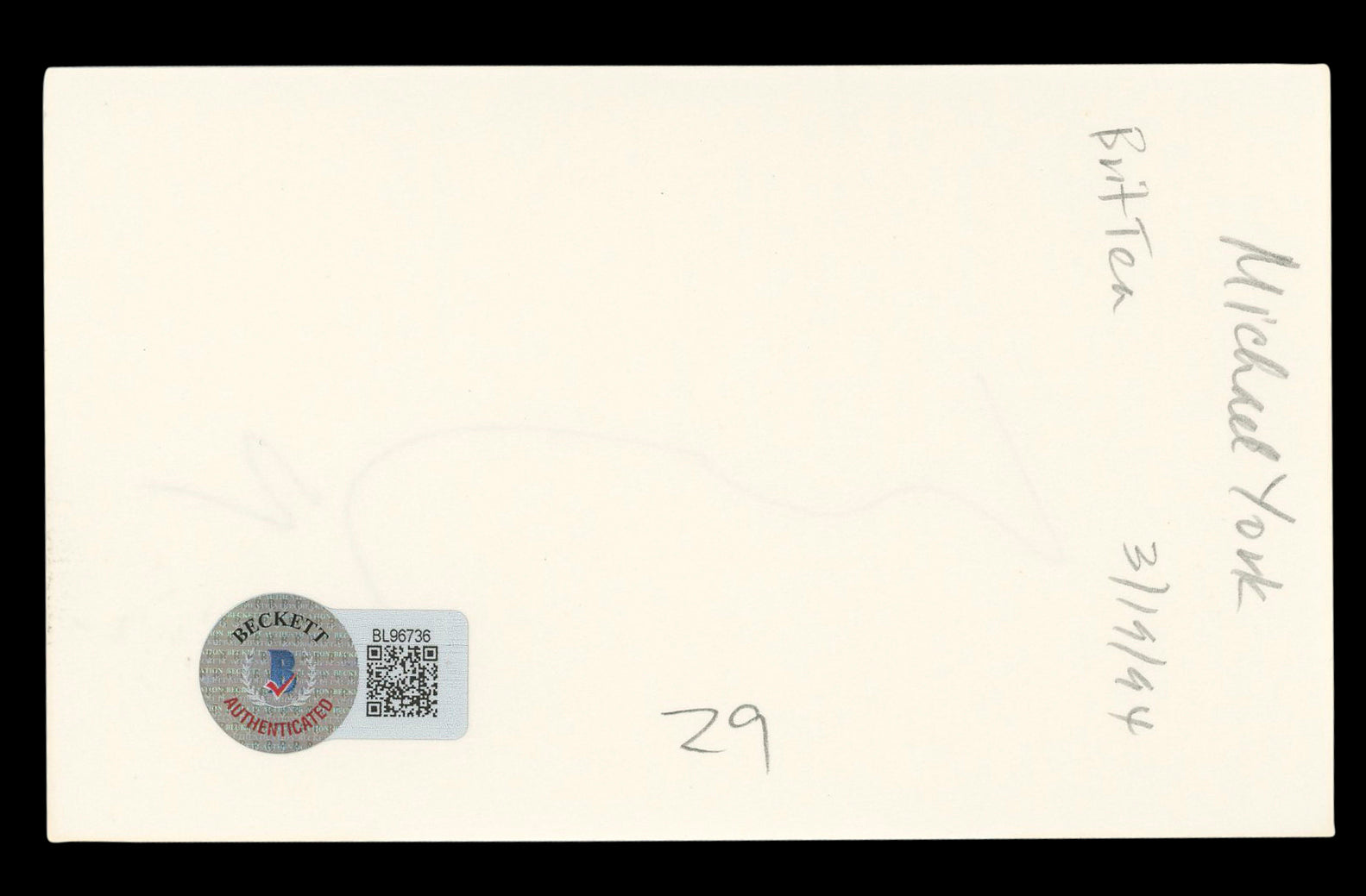 Michael York Romeo + Juliet Authentic Signed 3x5 Index Card BAS #BL96736