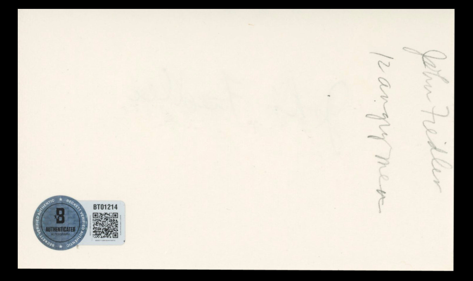 John Fiedler Winnie the Pooh Authentic Signed 3x5 Index Card BAS #BT01214