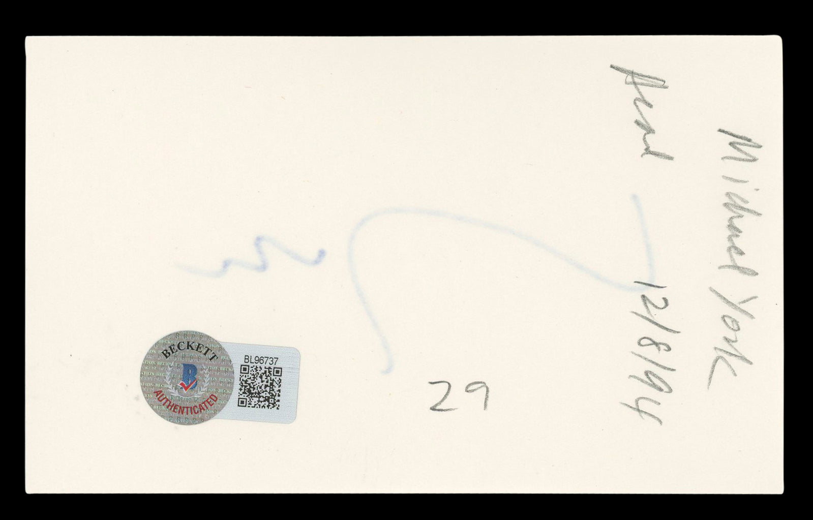 Michael York Romeo + Juliet Authentic Signed 3x5 Index Card BAS #BL96737