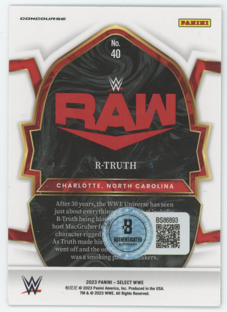 R-Truth WWE Authentic Signed 2023 Panini Select #40 Card BAS #BS86893