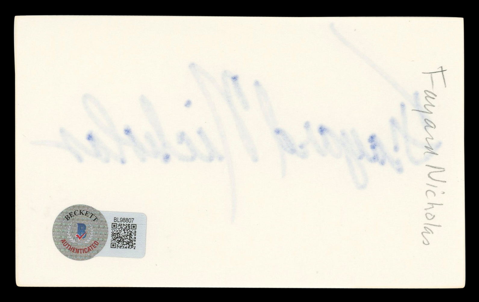 Fayard Nicholas The Pirate Authentic Signed 3x5 Index Card BAS #BL98807