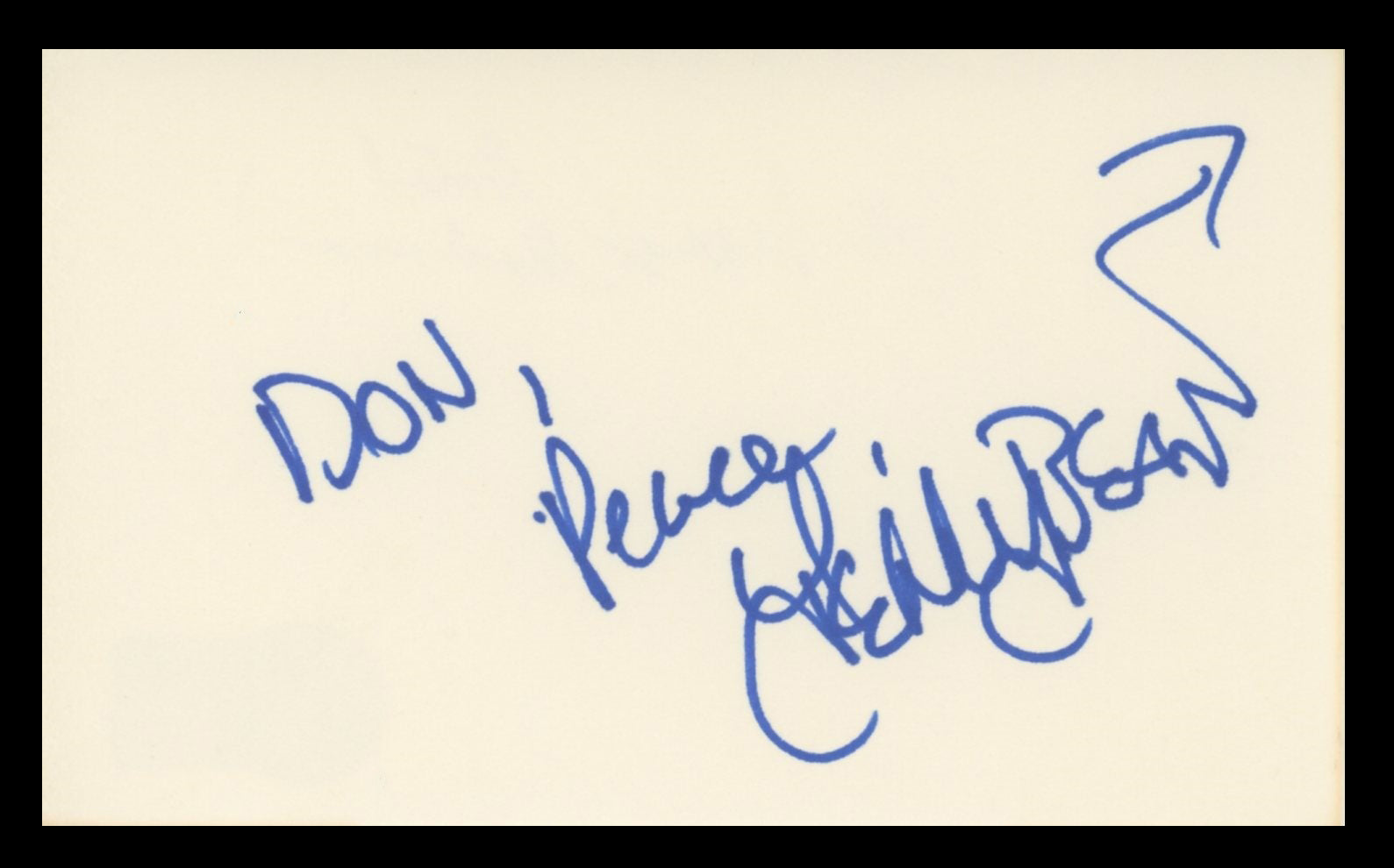 Jellybean "Don, Peace" Authentic Signed 3x5 Index Card Autographed BAS #BV59014