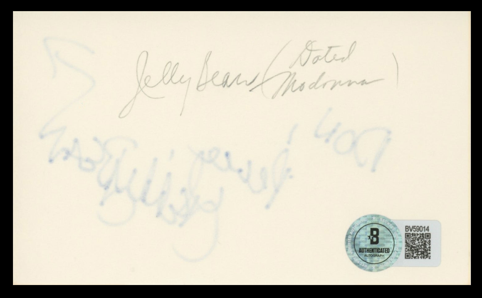 Jellybean "Don, Peace" Authentic Signed 3x5 Index Card Autographed BAS #BV59014