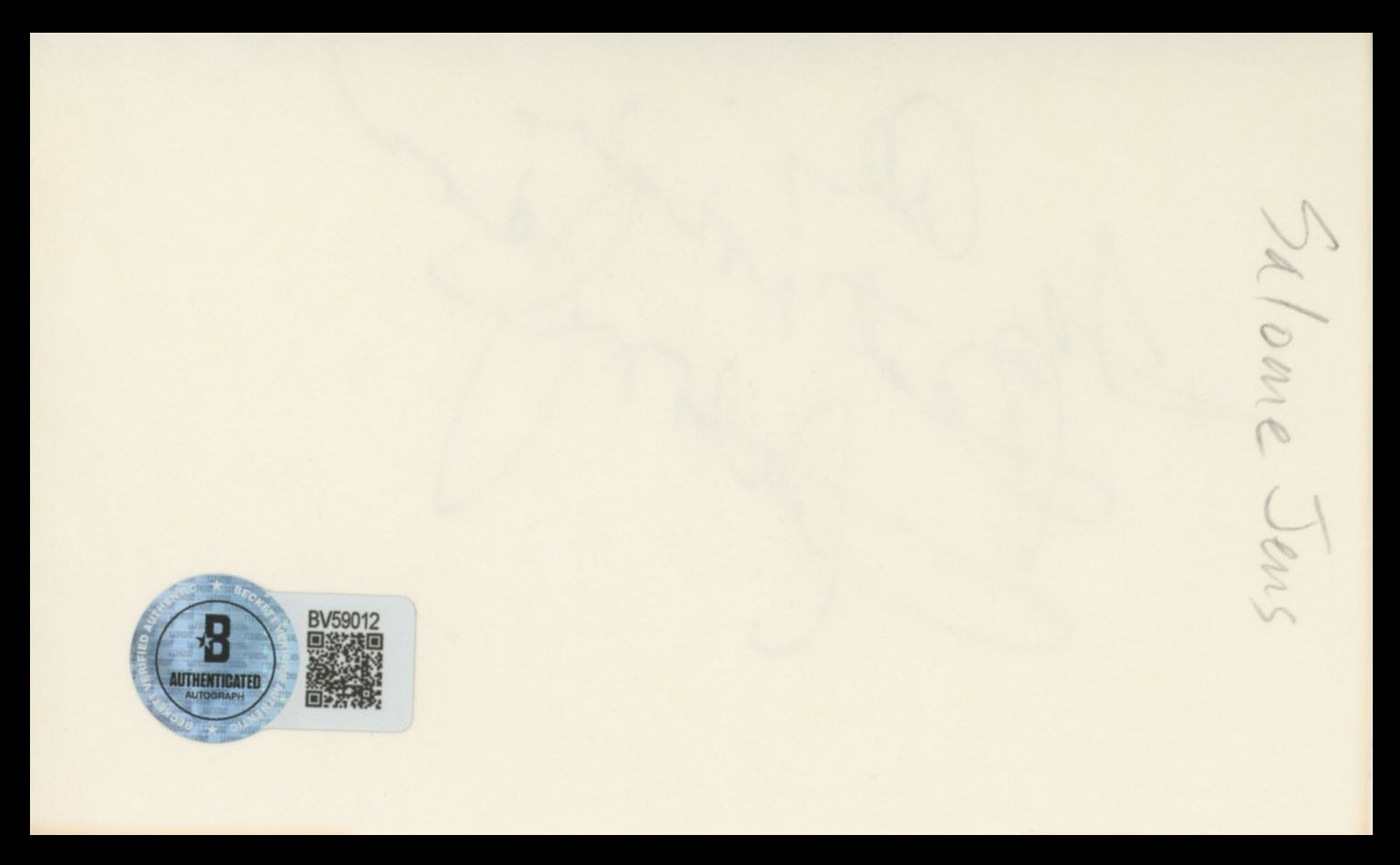 Salome Jens Star Trek: Deep Space Nine Signed 3x5 Index Card BAS #BV59012