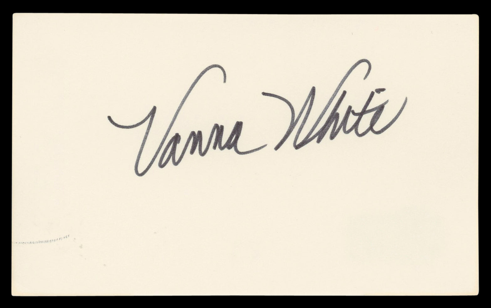 Vanna White Wheel of Fortune Authentic Signed 3x5 Index Card BAS #BL96745