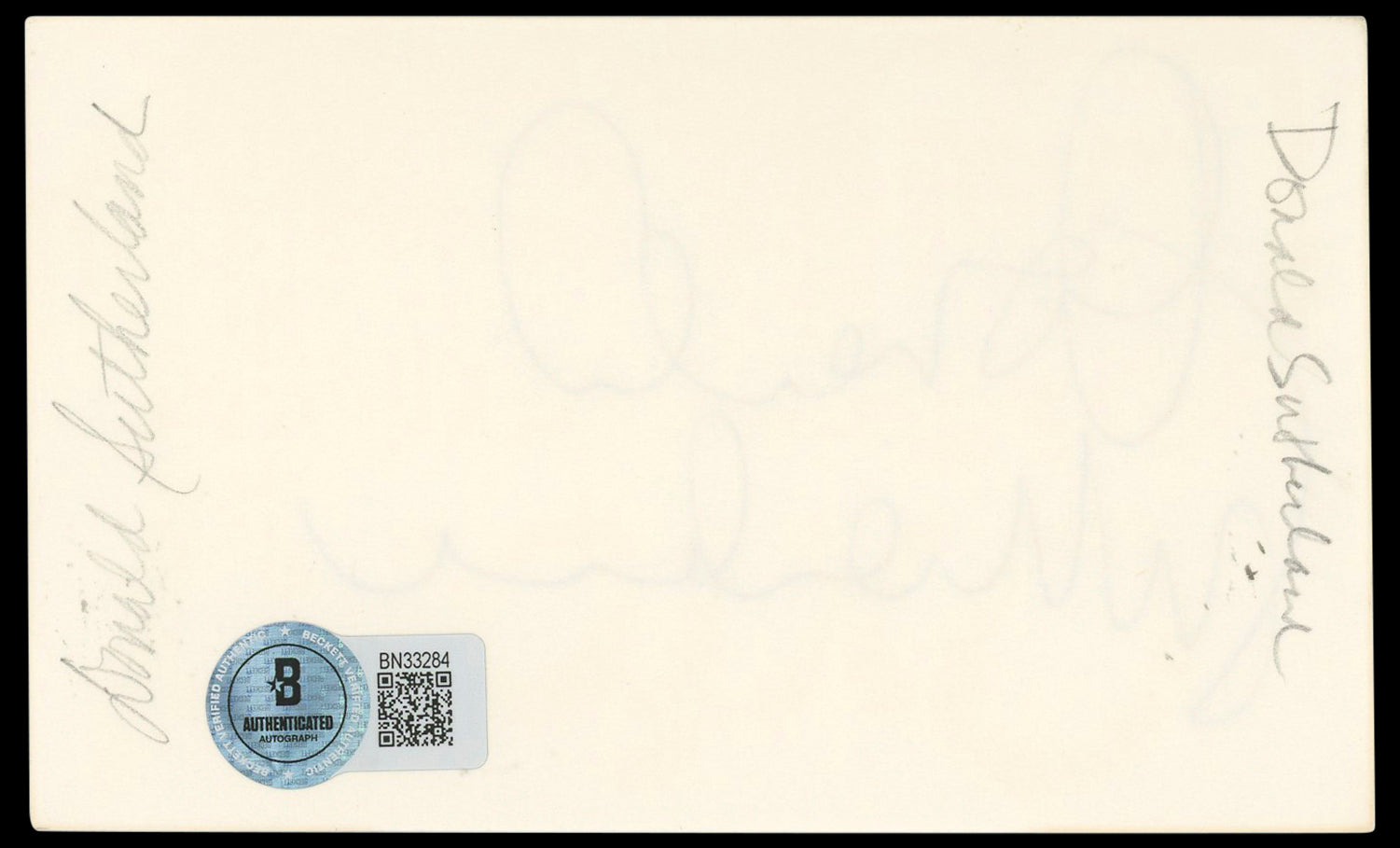 Donald Sutherland The Hunger Games Authentic Signed 3x5 Index Card BAS #BN33284