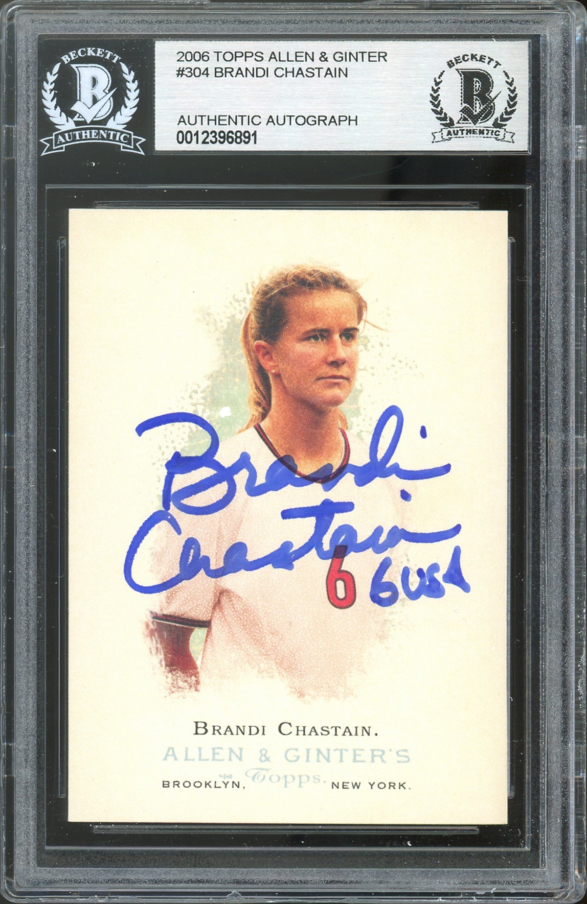 Brandi Chastain Signed 2006 Topps Allen & Ginter #304 Card BAS Slabbed #12397291