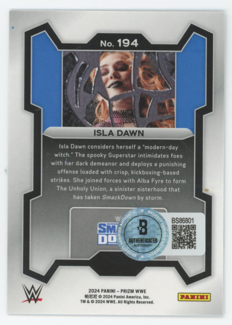 Isla Dawn WWE Authentic Signed 2024 Panini Prizm #194 Card BAS #BS86801