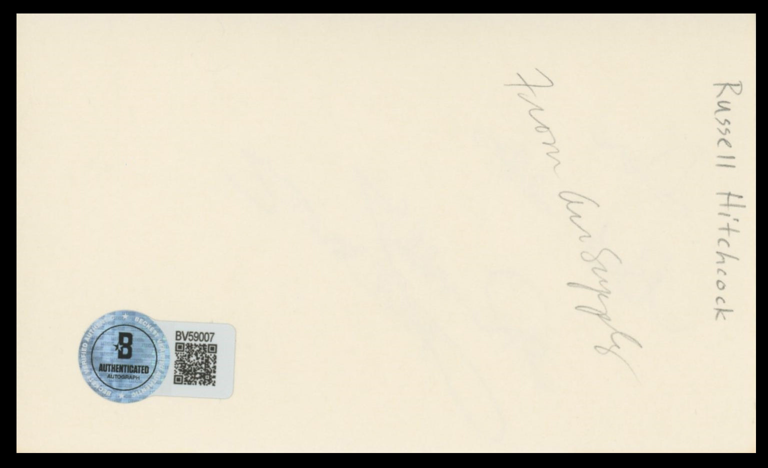 Russell Hitchcock Air Supply Authentic Signed 3x5 Index Card BAS #BV59007