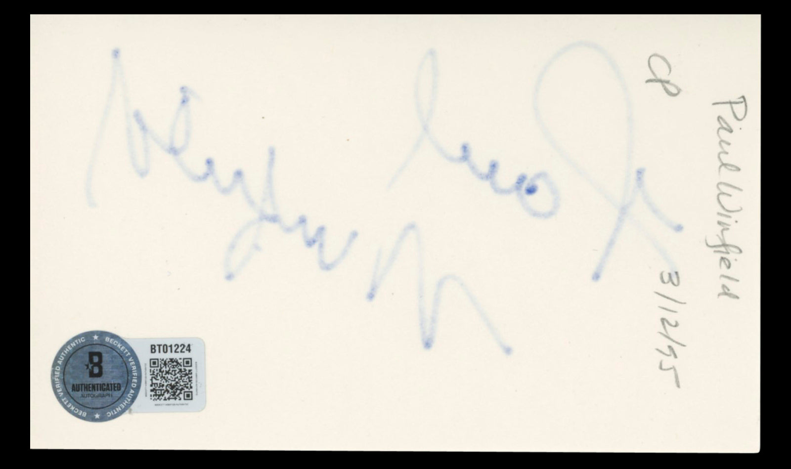 Paul Winfield Sounder Authentic Signed 3x5 Index Card BAS #BT01224