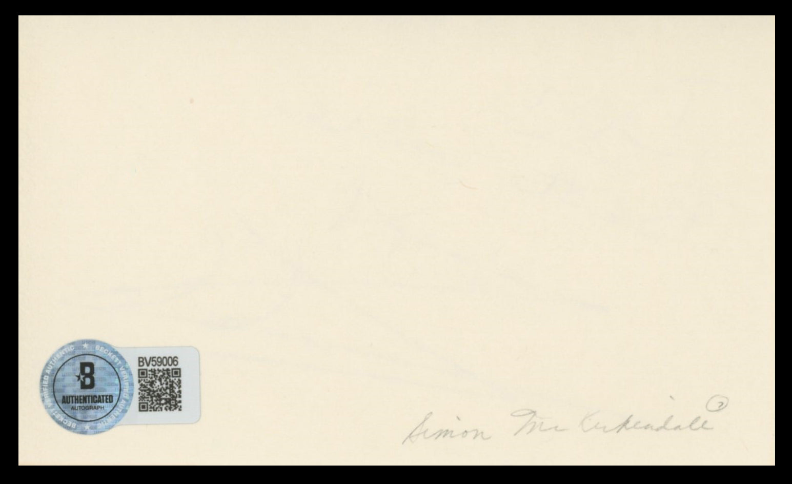 Simon MacCorkindale Death on the Nile Signed 3x5 Index Card BAS #BV59006