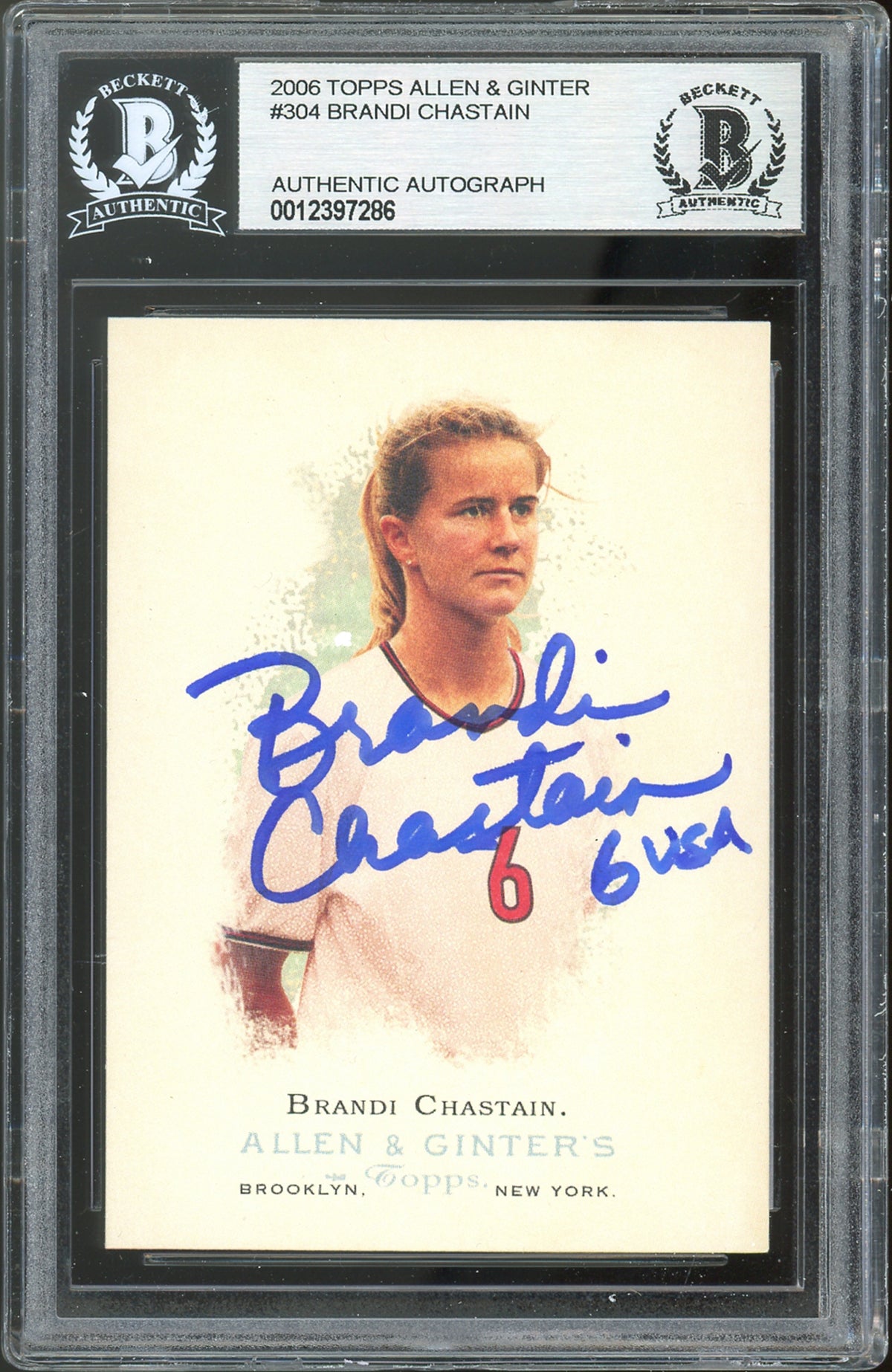 Brandi Chastain Signed 2006 Topps Allen & Ginter #304 Card BAS Slabbed #12397286
