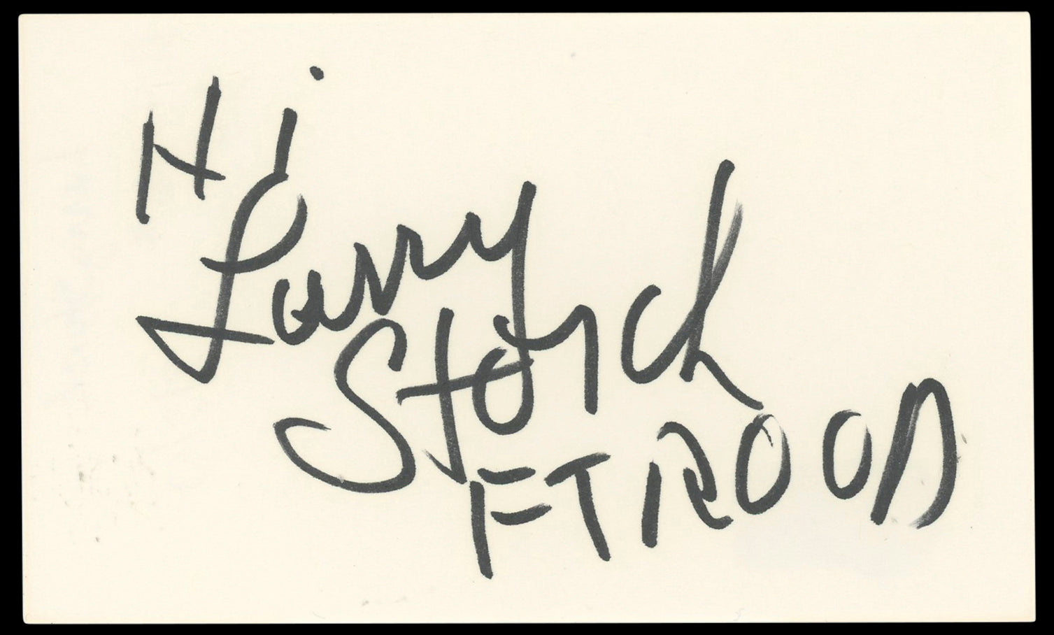 Larry Storch F Troop Authentic Signed 3x5 Index Card Autographed BAS #BN33279