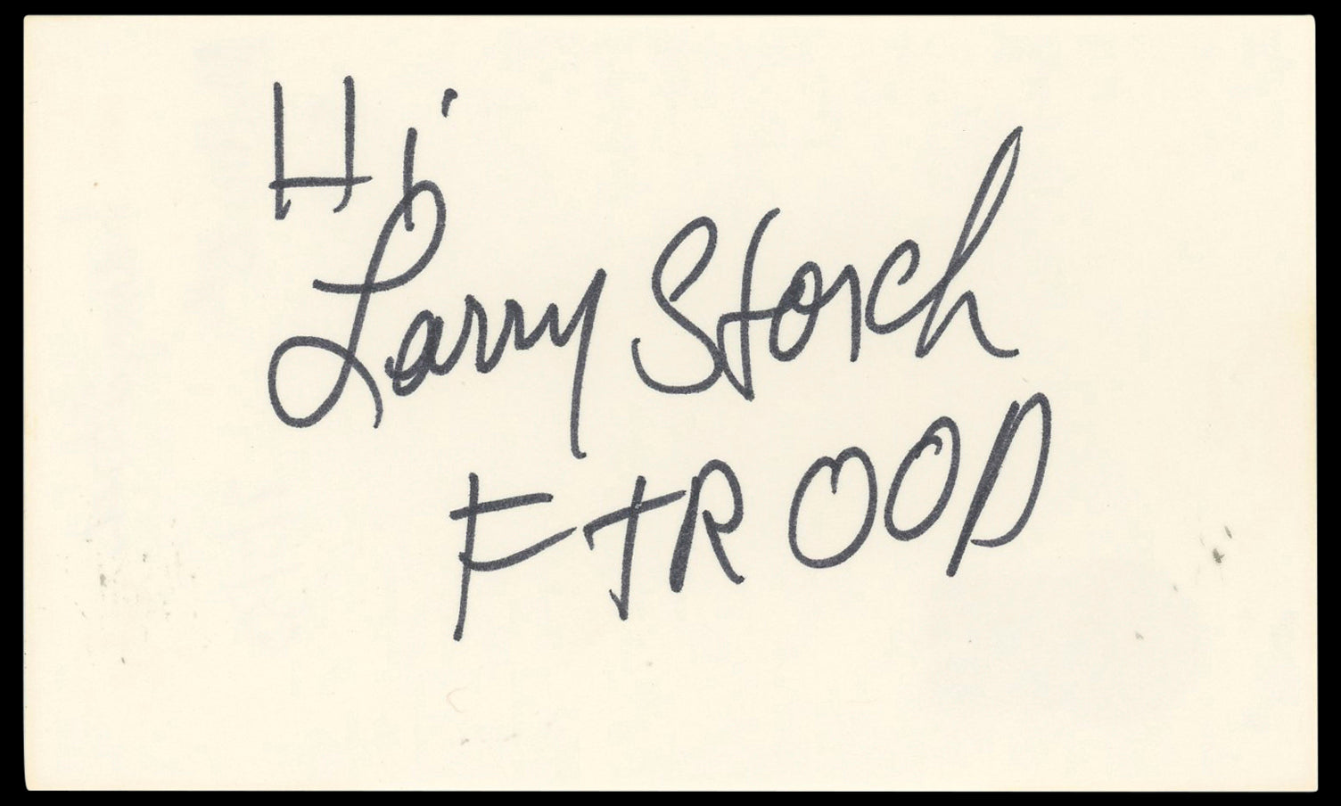 Larry Storch F Troop Authentic Signed 3x5 Index Card Autographed BAS #BN33278