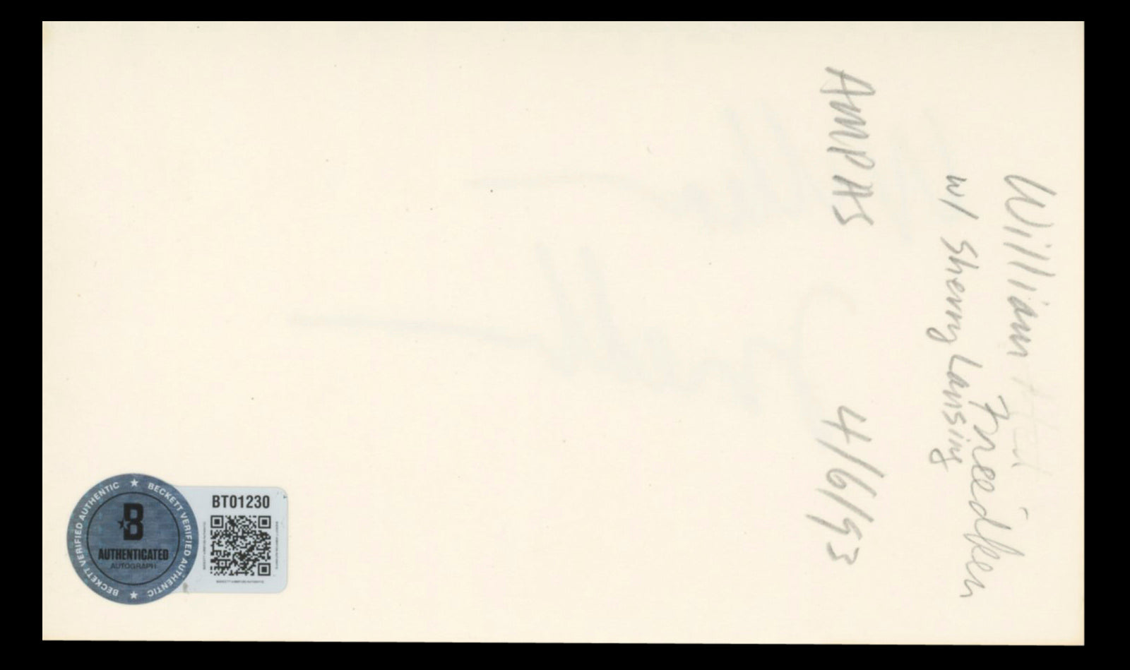 William Friedkin The Exorcist Authentic Signed 3x5 Index Card BAS #BT01230