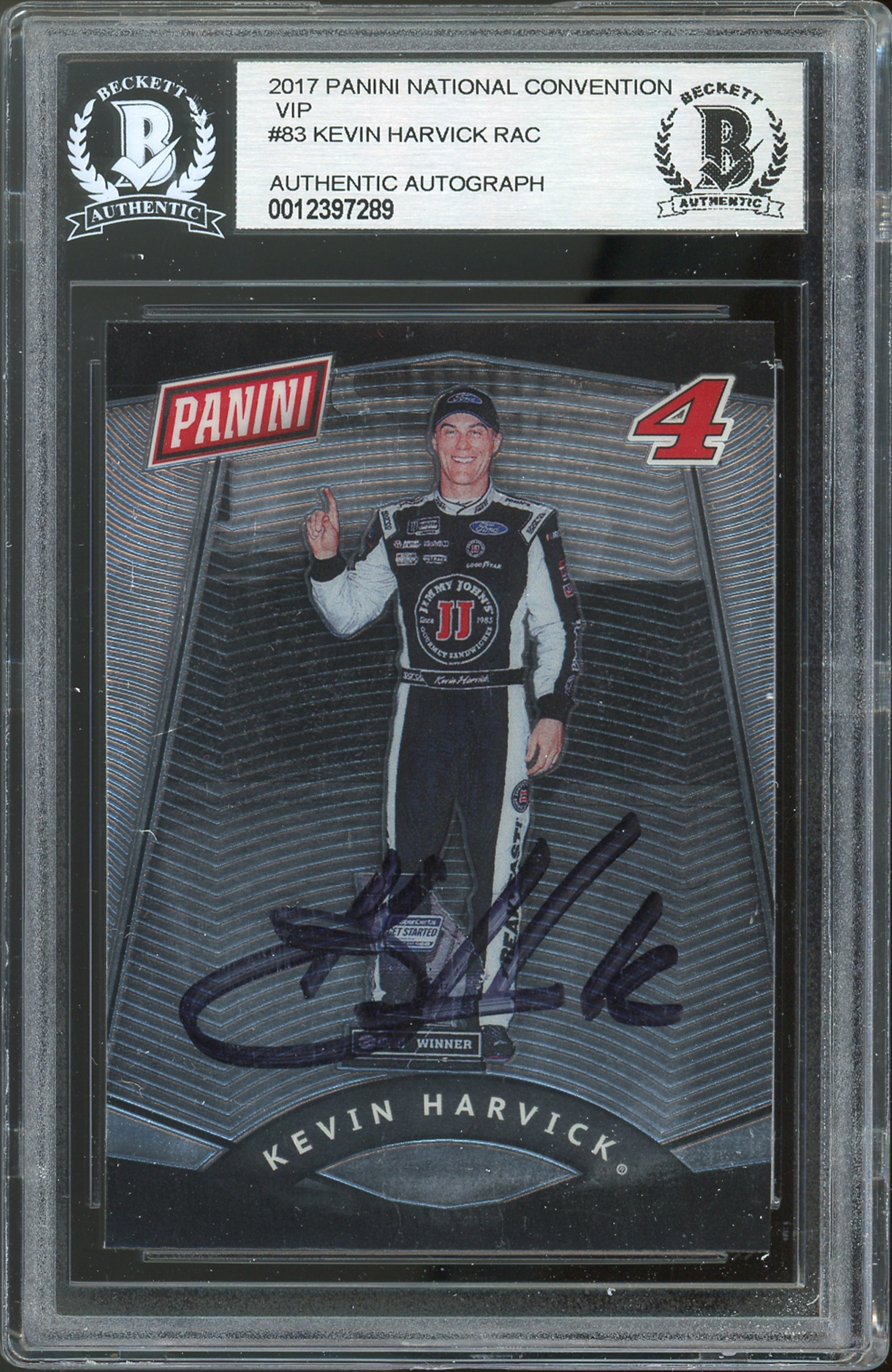 NASCAR Kevin Harvick Authentic Signed 2017 Panini VIP #83 Card BAS Slabbed