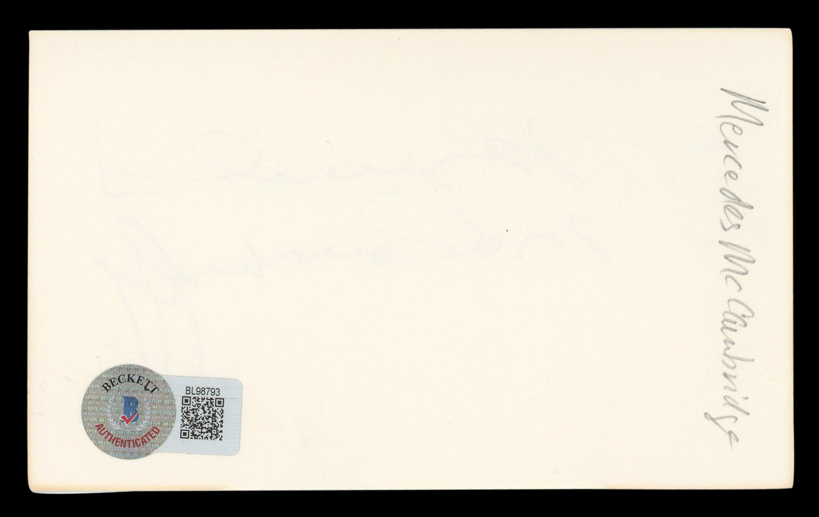 Mercedes McCambridge All the King's Men Signed 3x5 Index Card BAS #BL98793