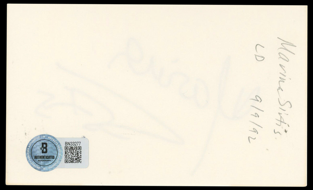 Marina Sirtis Star Trek: The Next Generation Signed 3x5 Index Card BAS #BN33277