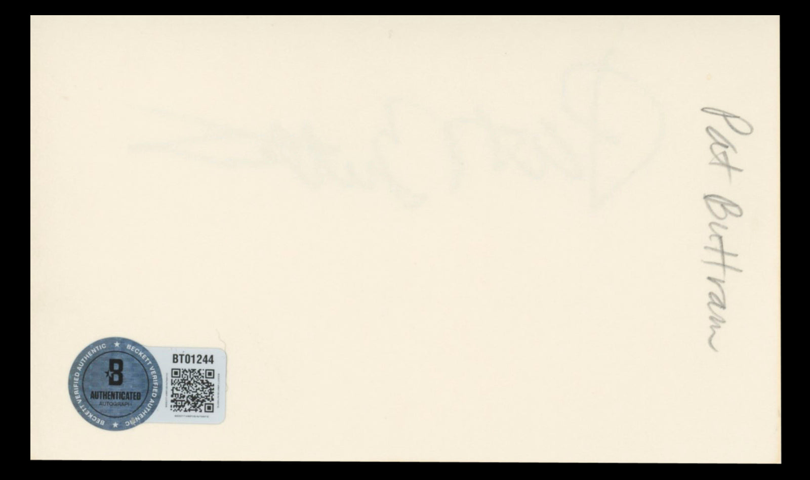 Pat Buttram Green Acres Authentic Signed 3x5 Index Card BAS #BT01244