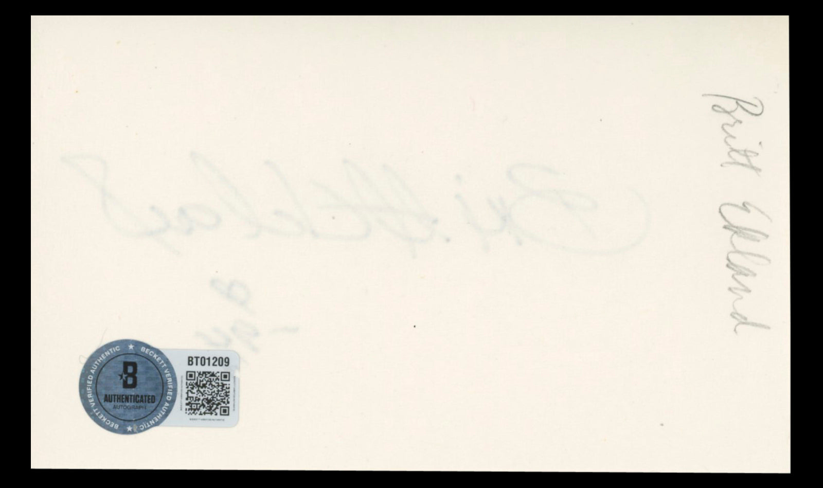 Britt Ekland The Wicker Man 94 Authentic Signed 3x5 Index Card BAS #BT01209