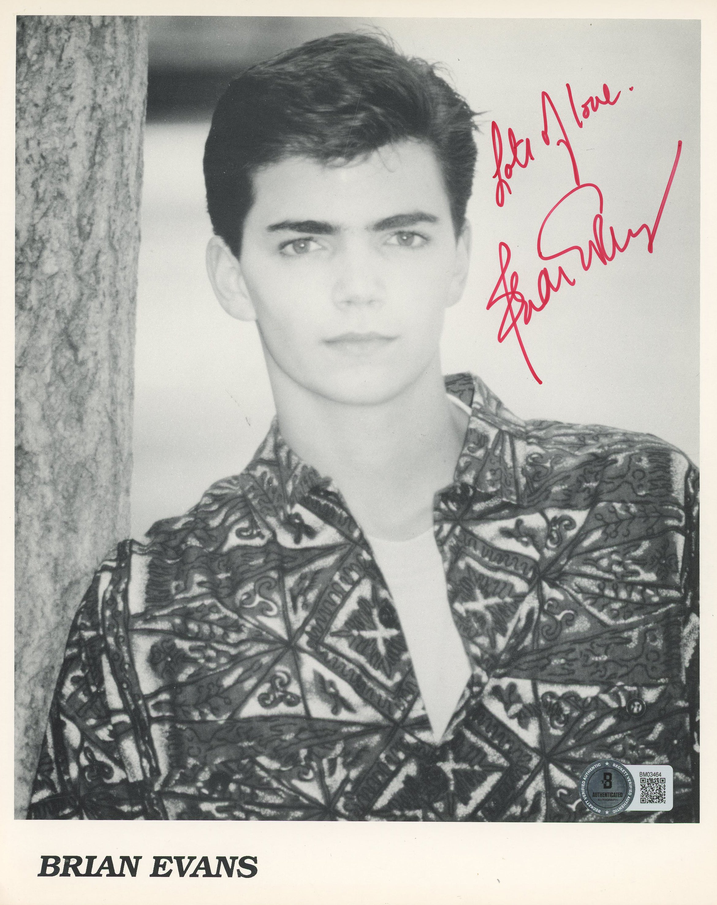 Brain Evans Avatar "Lots of Love" Authentic Signed 8x10 Photo BAS #BM03464