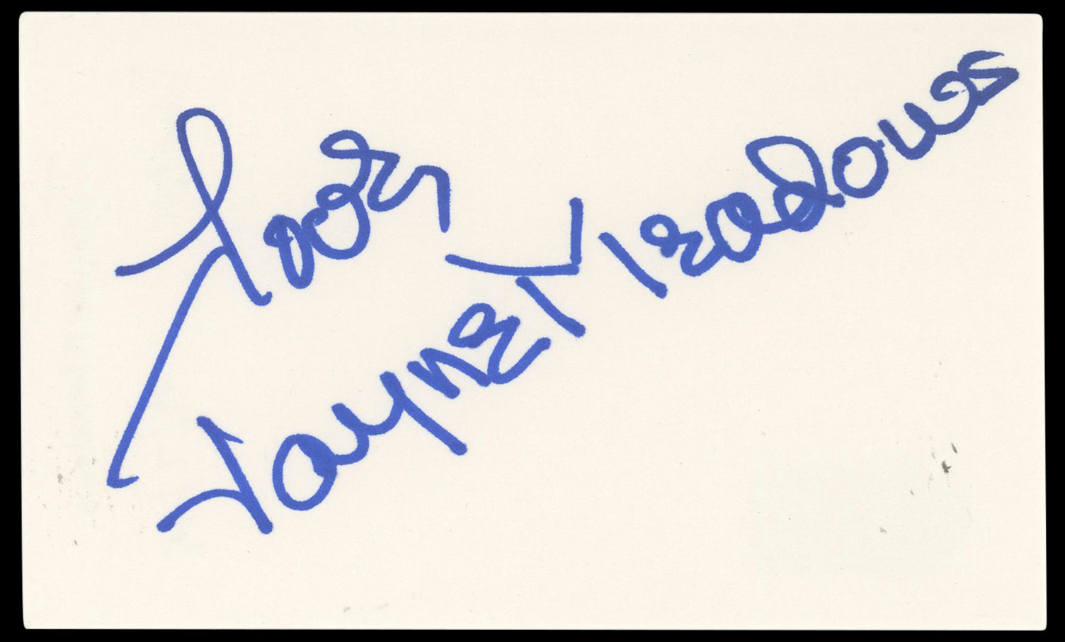 Jayne Meadows Undercurrent "Love" Authentic Signed 3x5 Index Card BAS #BN33271