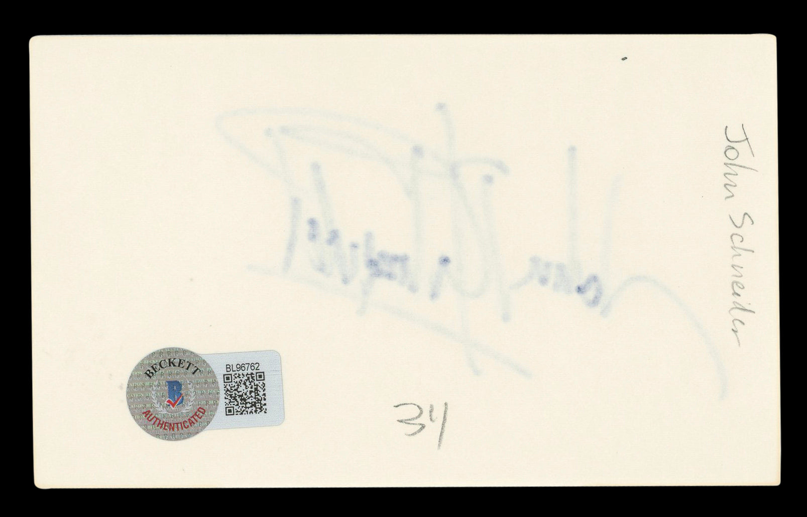 John Schneider The Dukes Of Hazzard Authentic Signed 3x5 Index Card BAS #BL96762