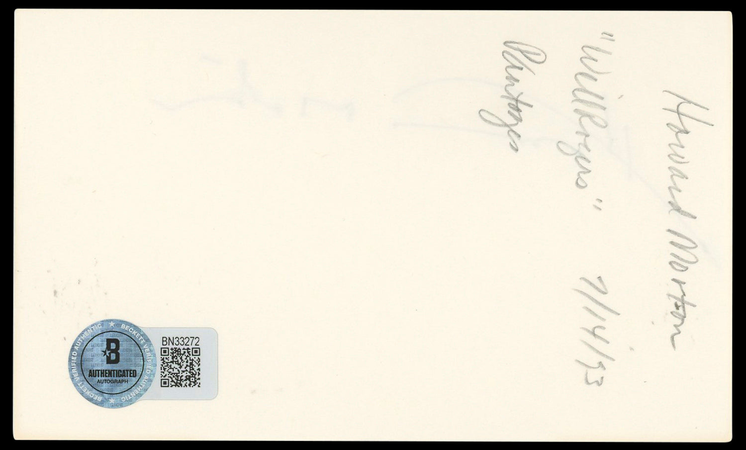 Howard Morton All In The Family Authentic Signed 3x5 Index Card BAS #BN33272