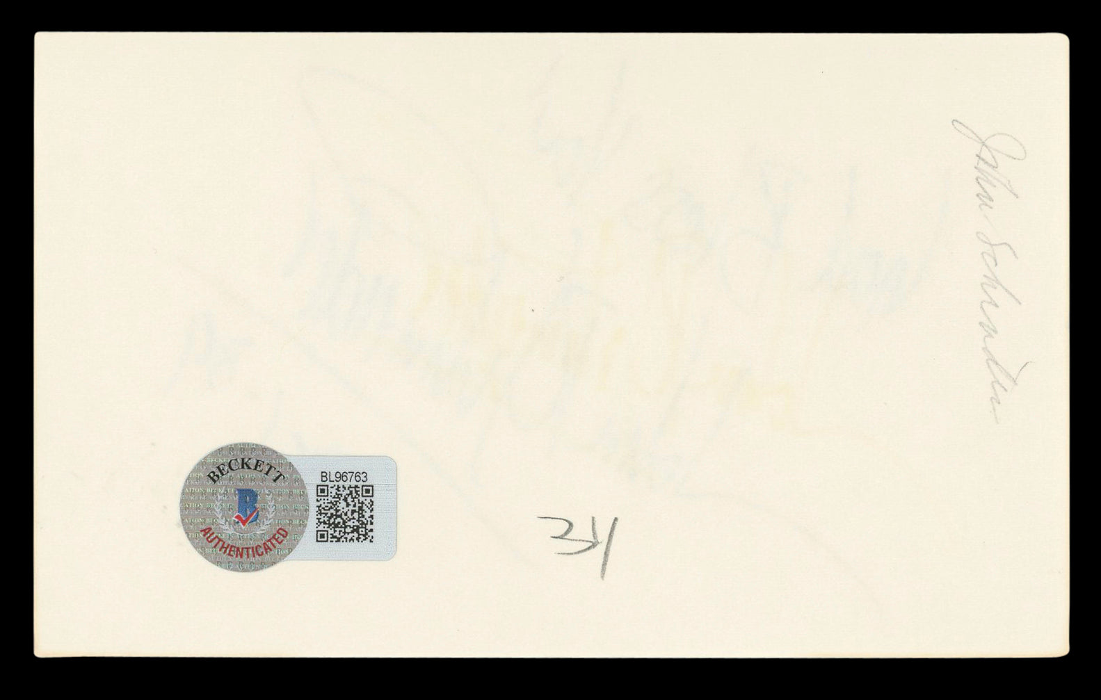 John Schneider "God Bless You!" Authentic Signed 3x5 Index Card BAS #BL96763
