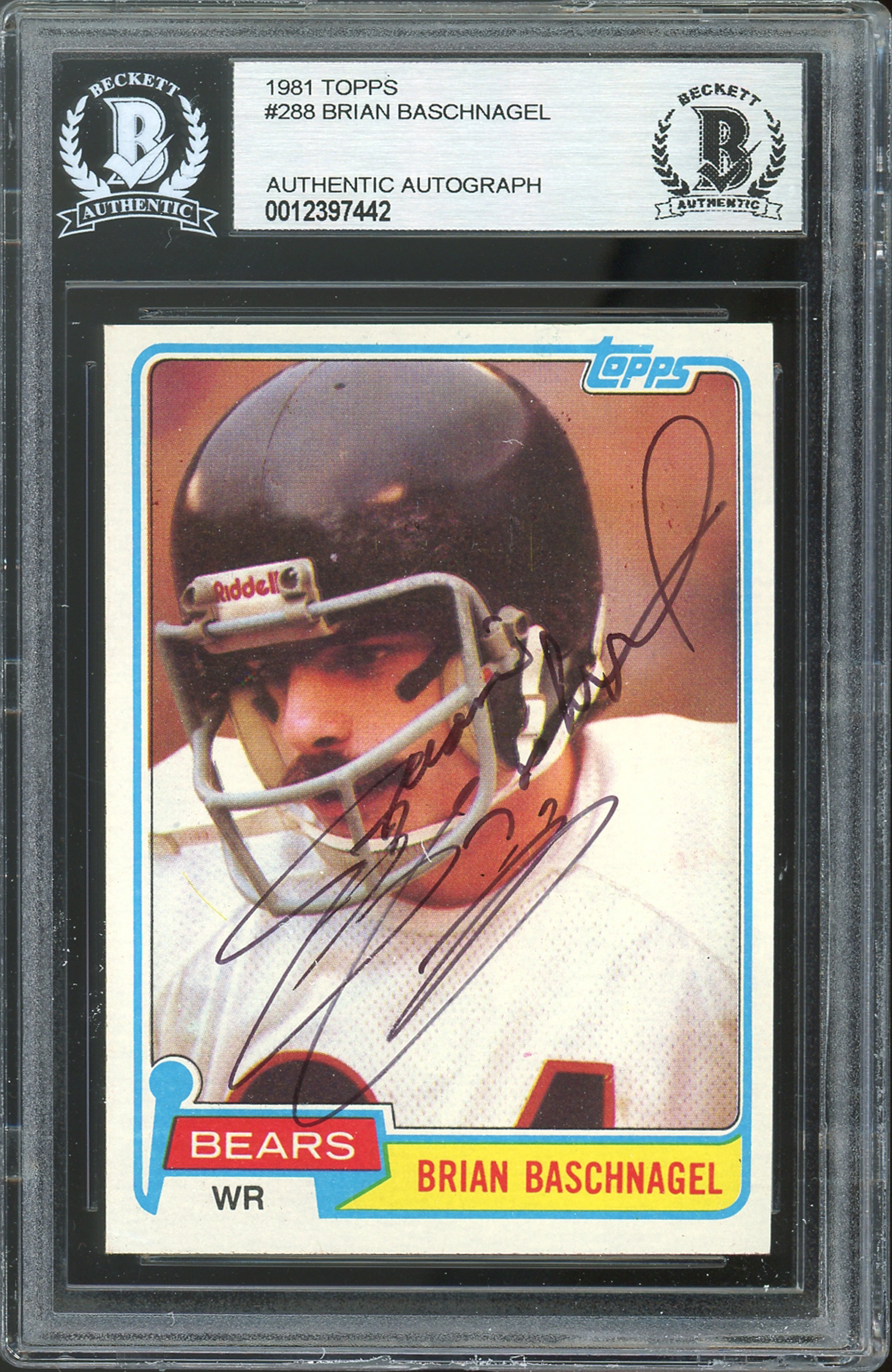 Bears Brian Baschnagel Authentic Signed 1981 Topps #288 Card BAS Slabbed