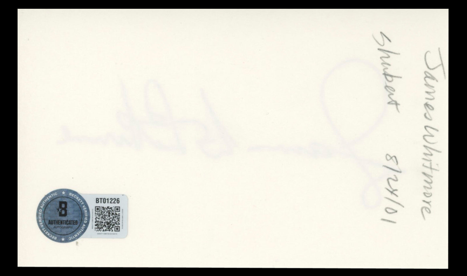James Whitmore The Shawshank Redemption Authentic Signed 3x5 Index Card BAS #BT01226
