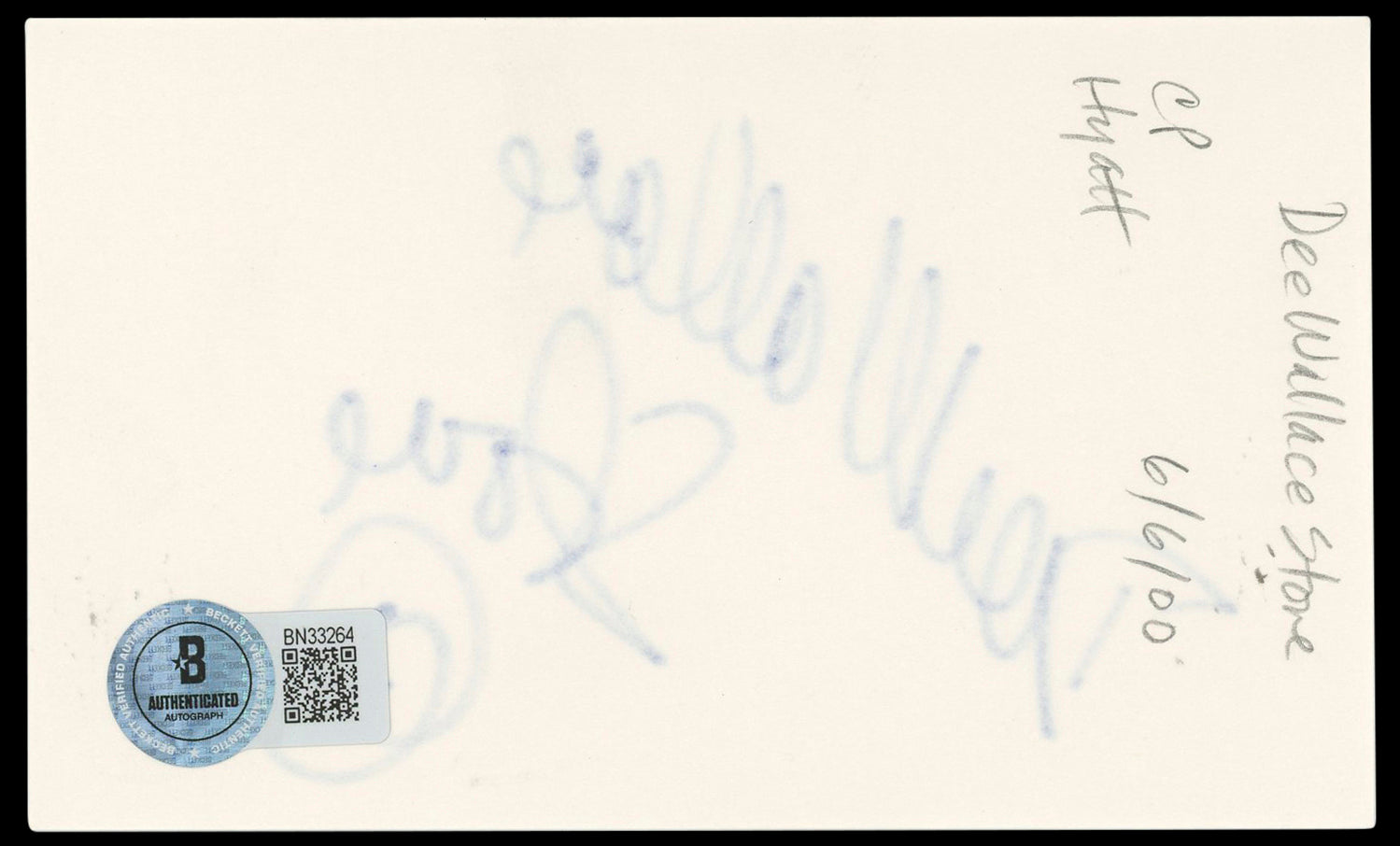 Dee Wallace Stone My Little Margie Authentic Signed 3x5 Index Card BAS #BN33264