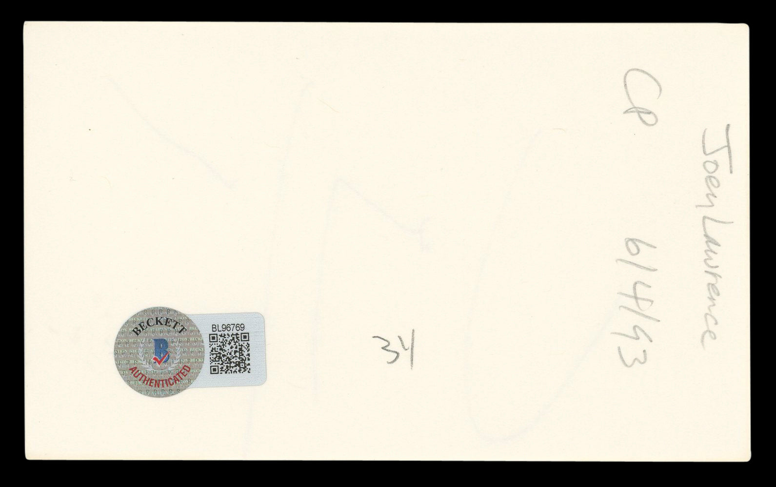 Joey Lawrence Melissa & Joey Authentic Signed 3x5 Index Card BAS #BL96769