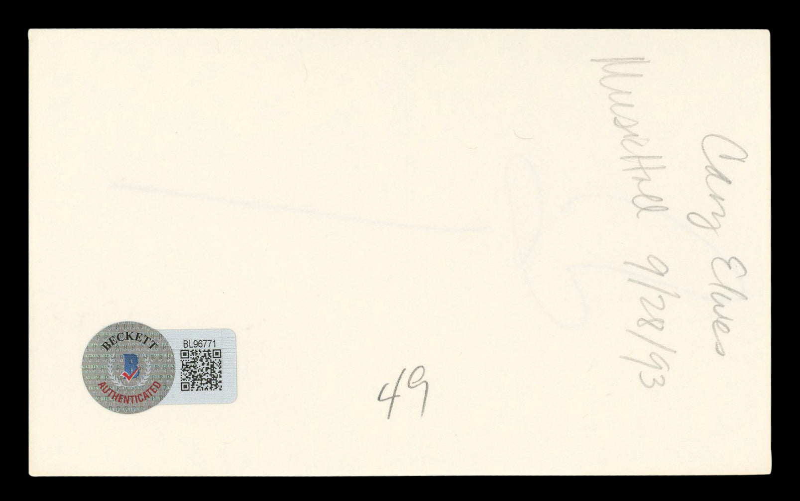 Cary Elwes The Princess Bride Authentic Signed 3x5 Index Card BAS #BL96771