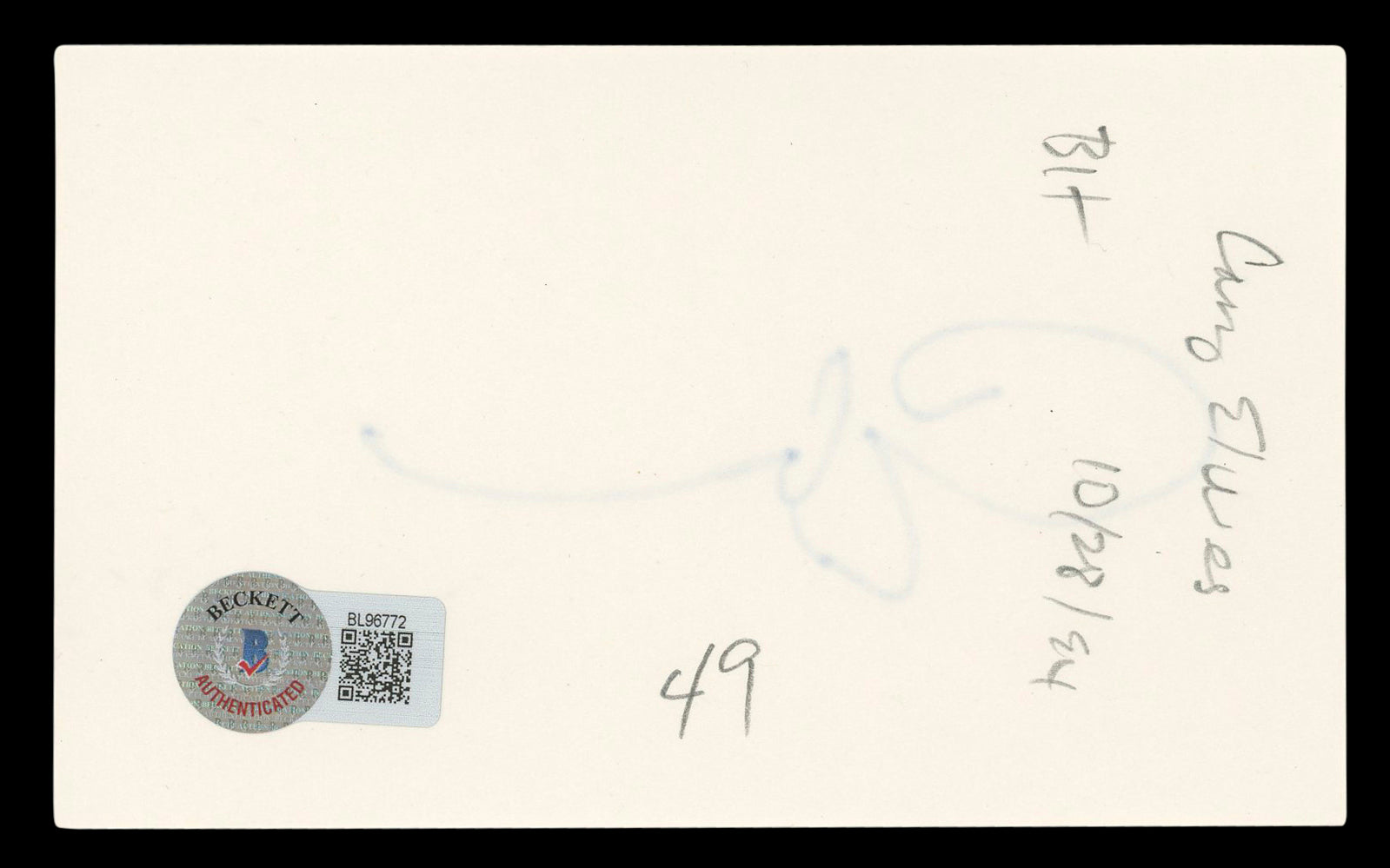 Cary Elwes The Princess Bride Authentic Signed 3x5 Index Card BAS #BL96772