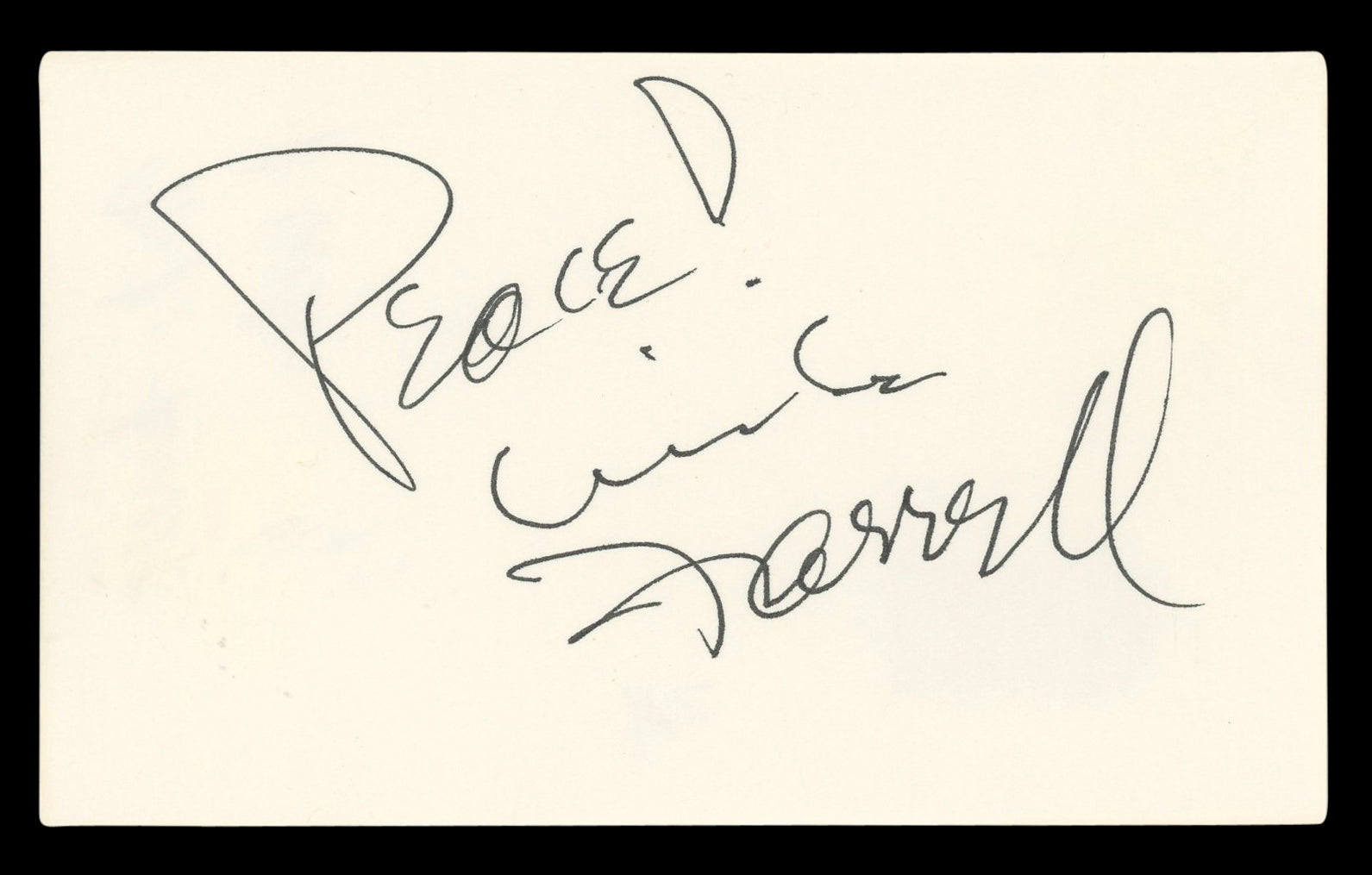 Mike Farrell M*A*S*H "Peace!" Authentic Signed 3x5 Index Card BAS #BL96774