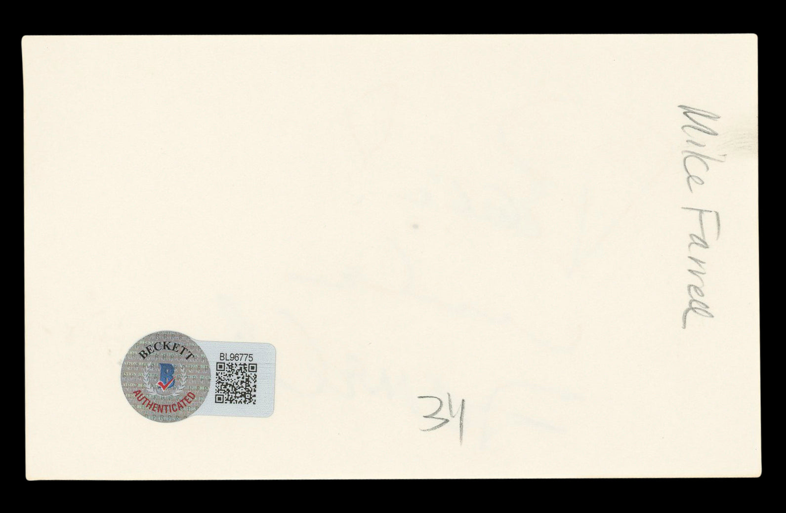 Mike Farrell M*A*S*H "Peace!" Authentic Signed 3x5 Index Card BAS #BL96775
