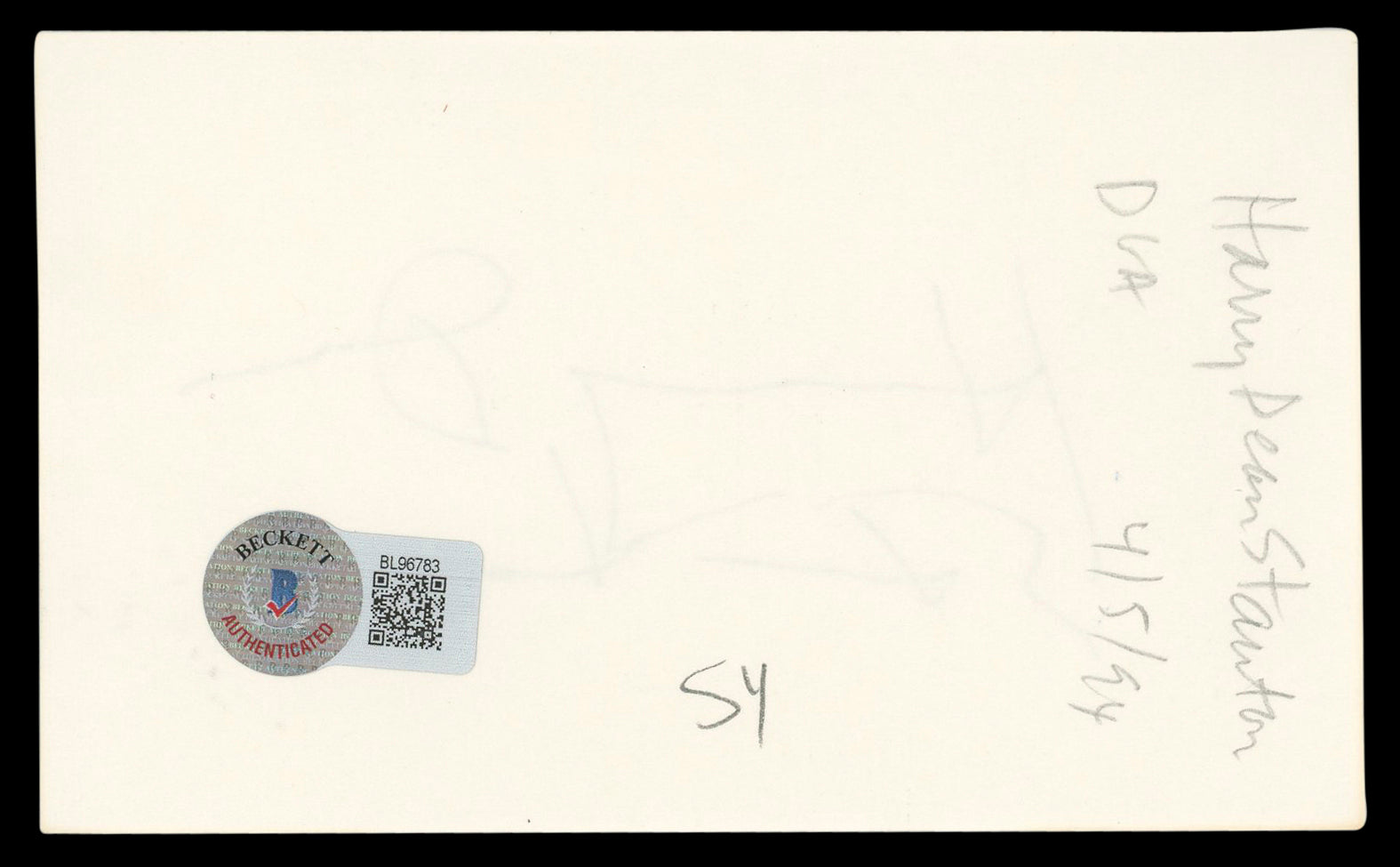 Harry Dean Stanton Lucky Authentic Signed 3x5 Index Card BAS #BL96783