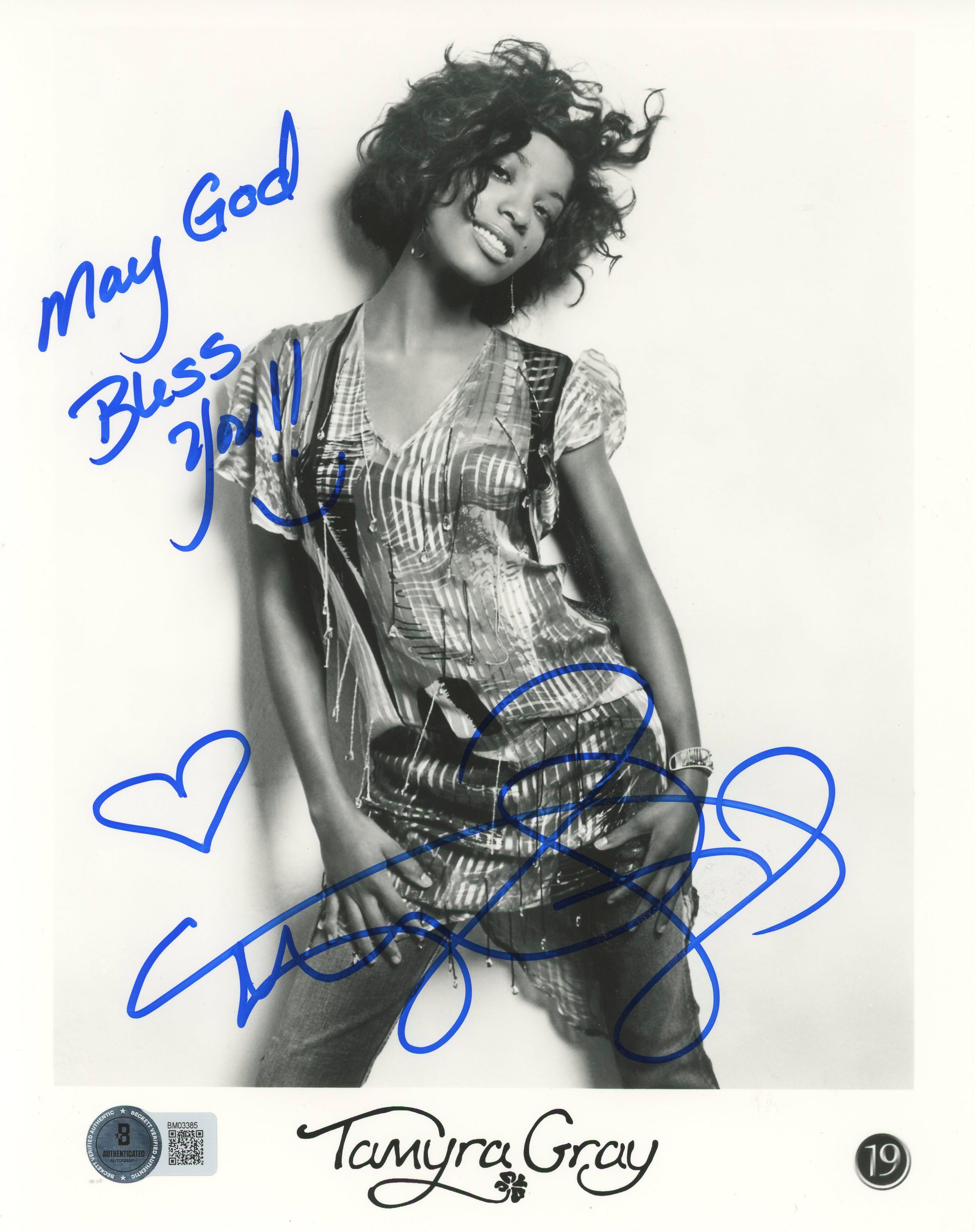 Tamyra Gray Obsessed "May God Bless You" Signed 8x10 Photo BAS #BM03385