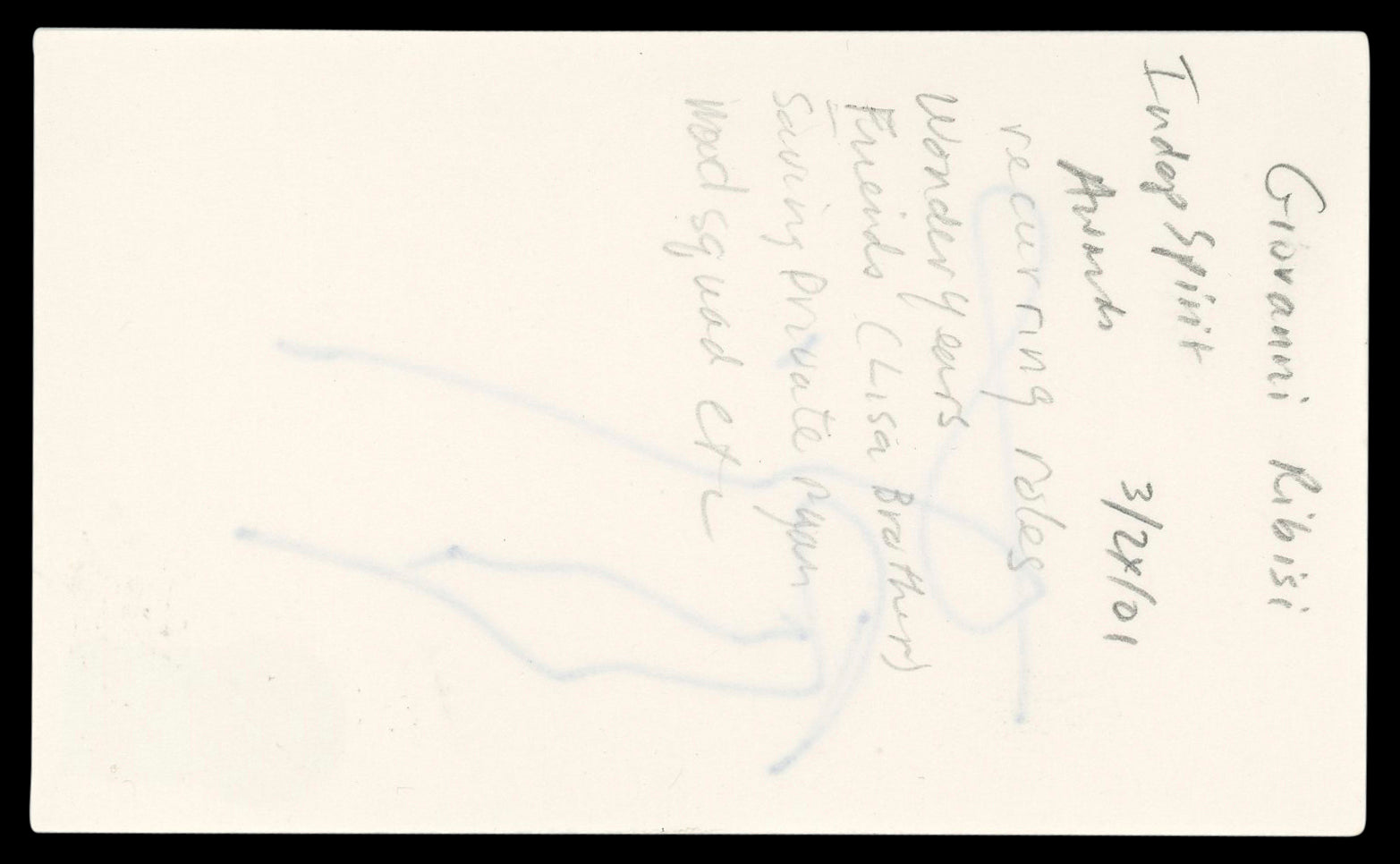 Giovanni Ribisi Gone in 60 Seconds Authentic Signed 3x5 Index Card BAS #BL98224