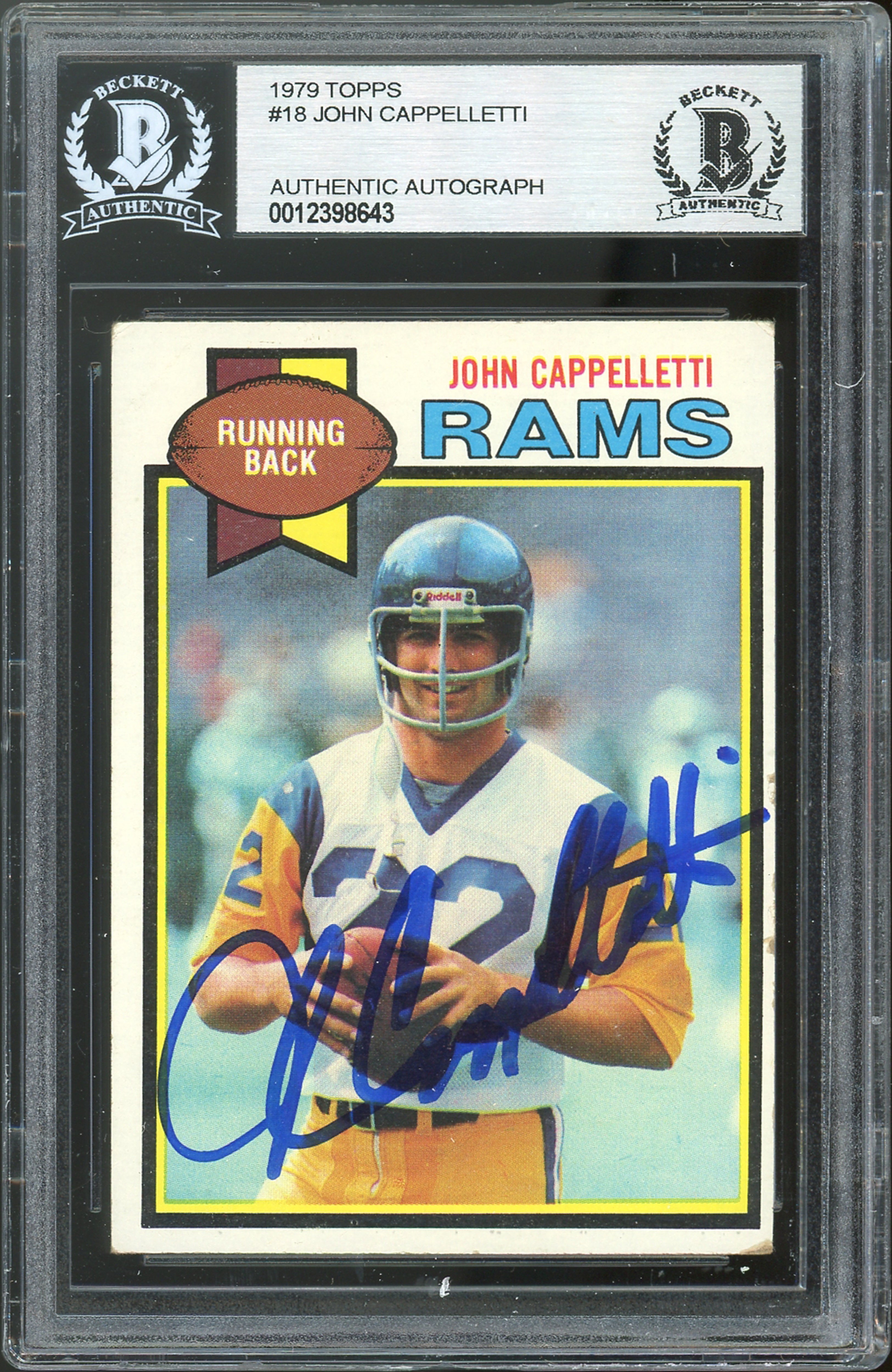 Rams John Cappelletti Authentic Signed 1979 Topps #18 Card BAS Slabbed