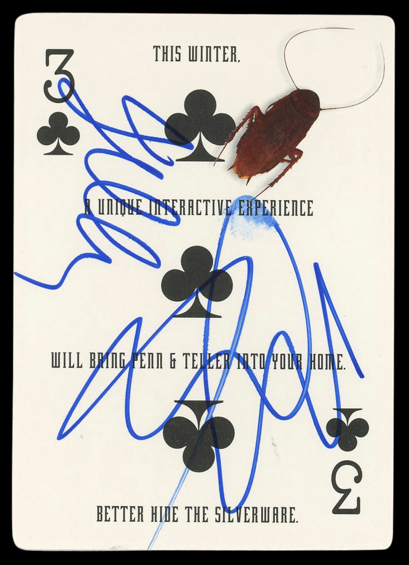 Penn Gillette & Teller Authentic Signed 1994 Absolute Sega CD Card BAS #BM57156