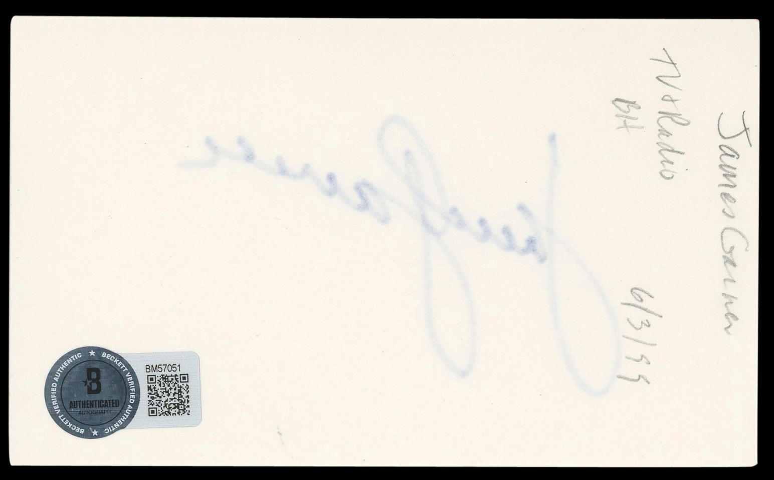 James Garner Maverick Authentic Signed 3x5 Index Card Autographed BAS #BM57051