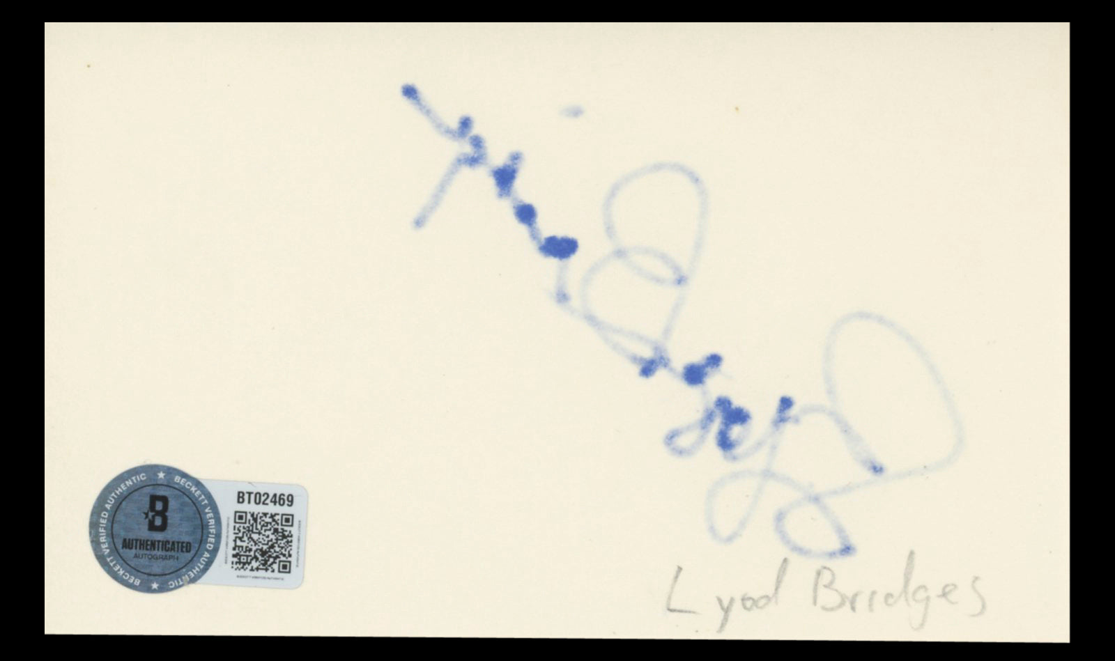Lloyd Bridges Trapped Authentic Signed 3x5 Index Card Autographed BAS #BT02469