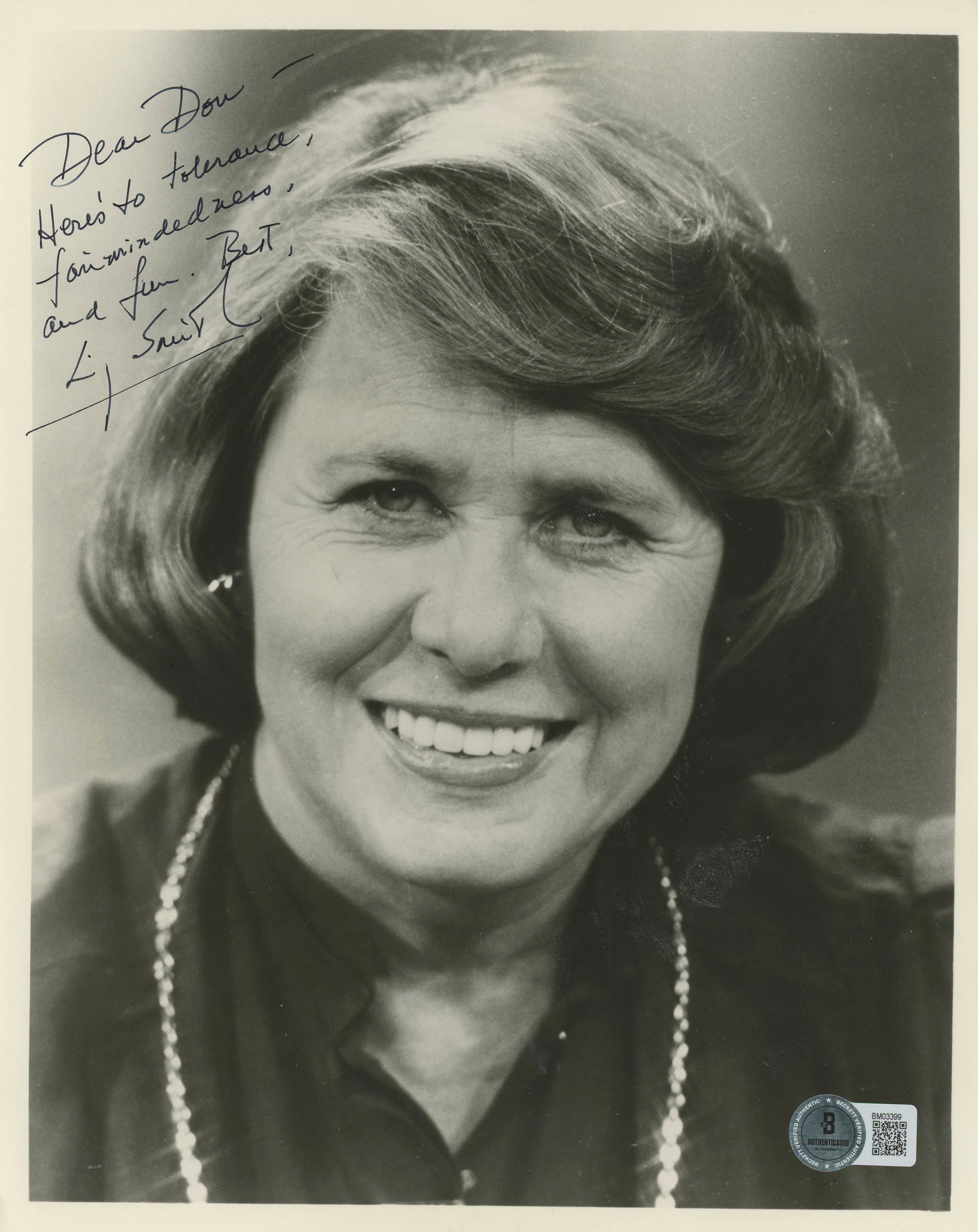 Liz Smith High Spirits "Dear Don" Authentic Signed 8x10 Photo BAS #BM03399